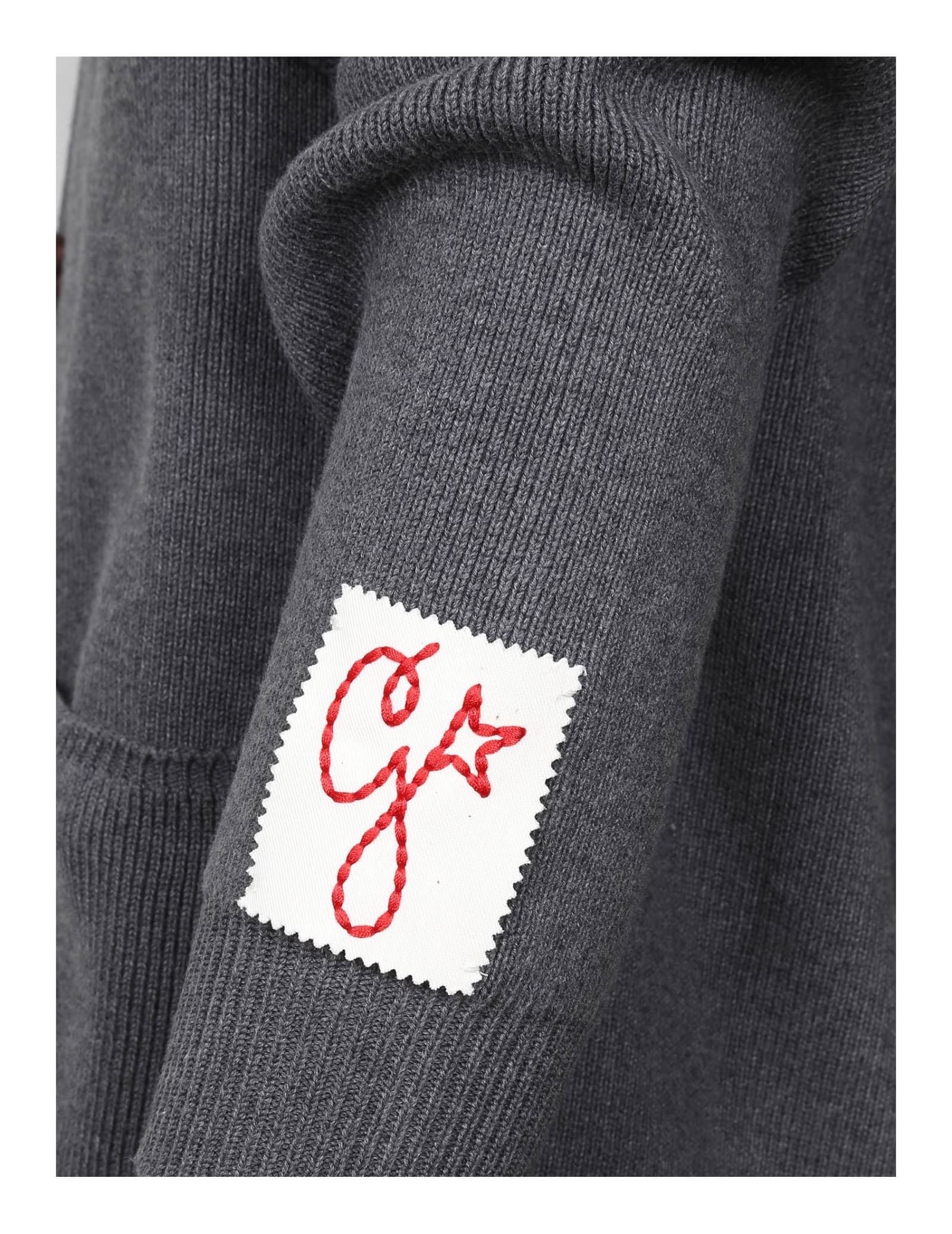Shop Golden Goose Cardigan In Cotton With Logo In Grey