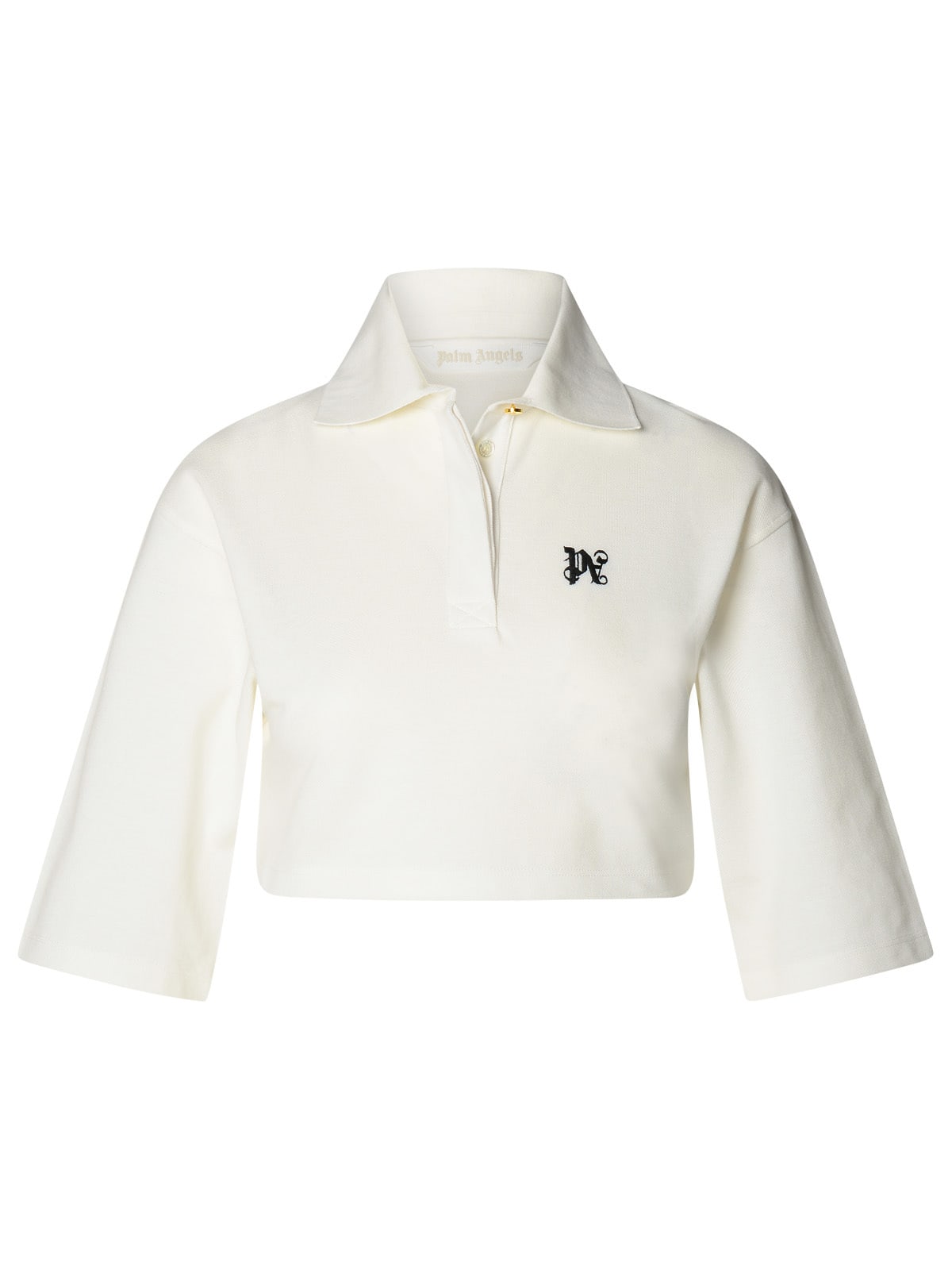 White Cotton Crop Polo Shirt