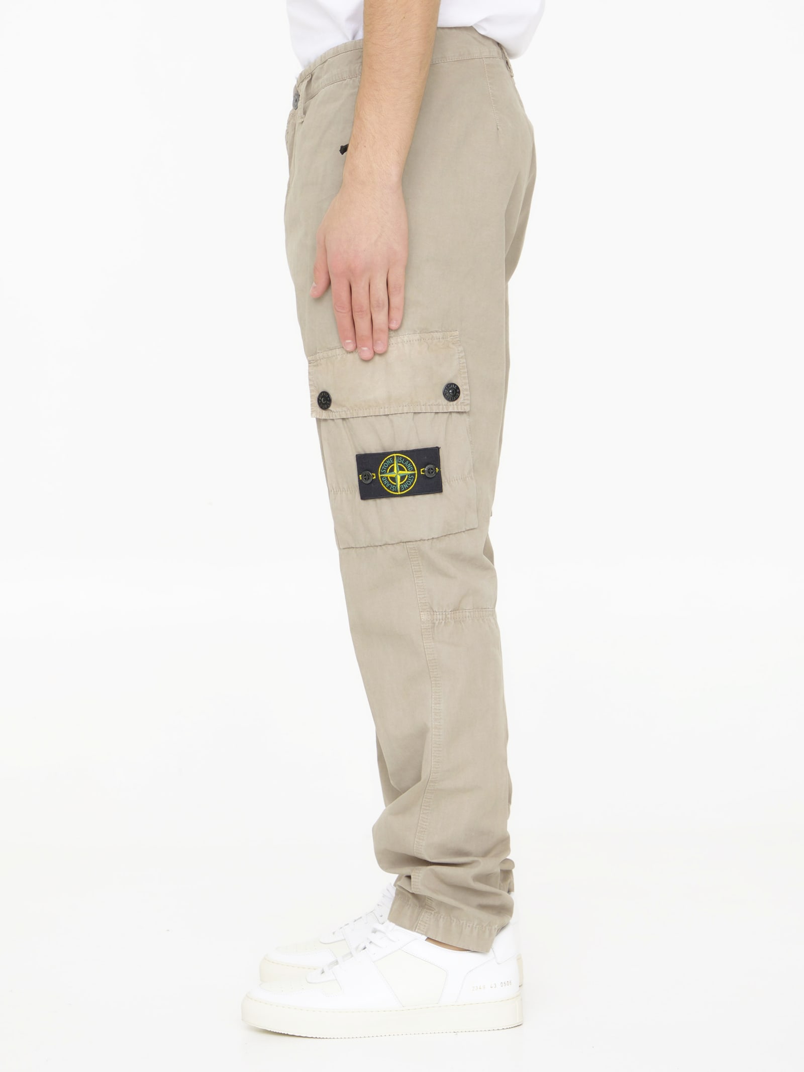 Shop Stone Island Cargo Pants In Beige