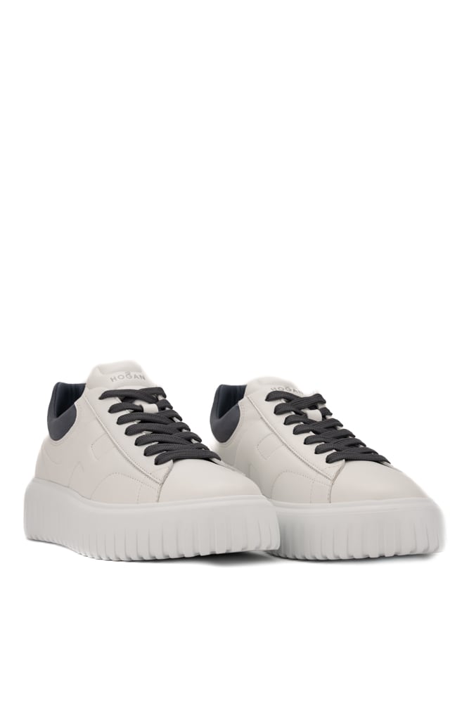 Shop Hogan H-stripes Sneakers In Bianco/grigio