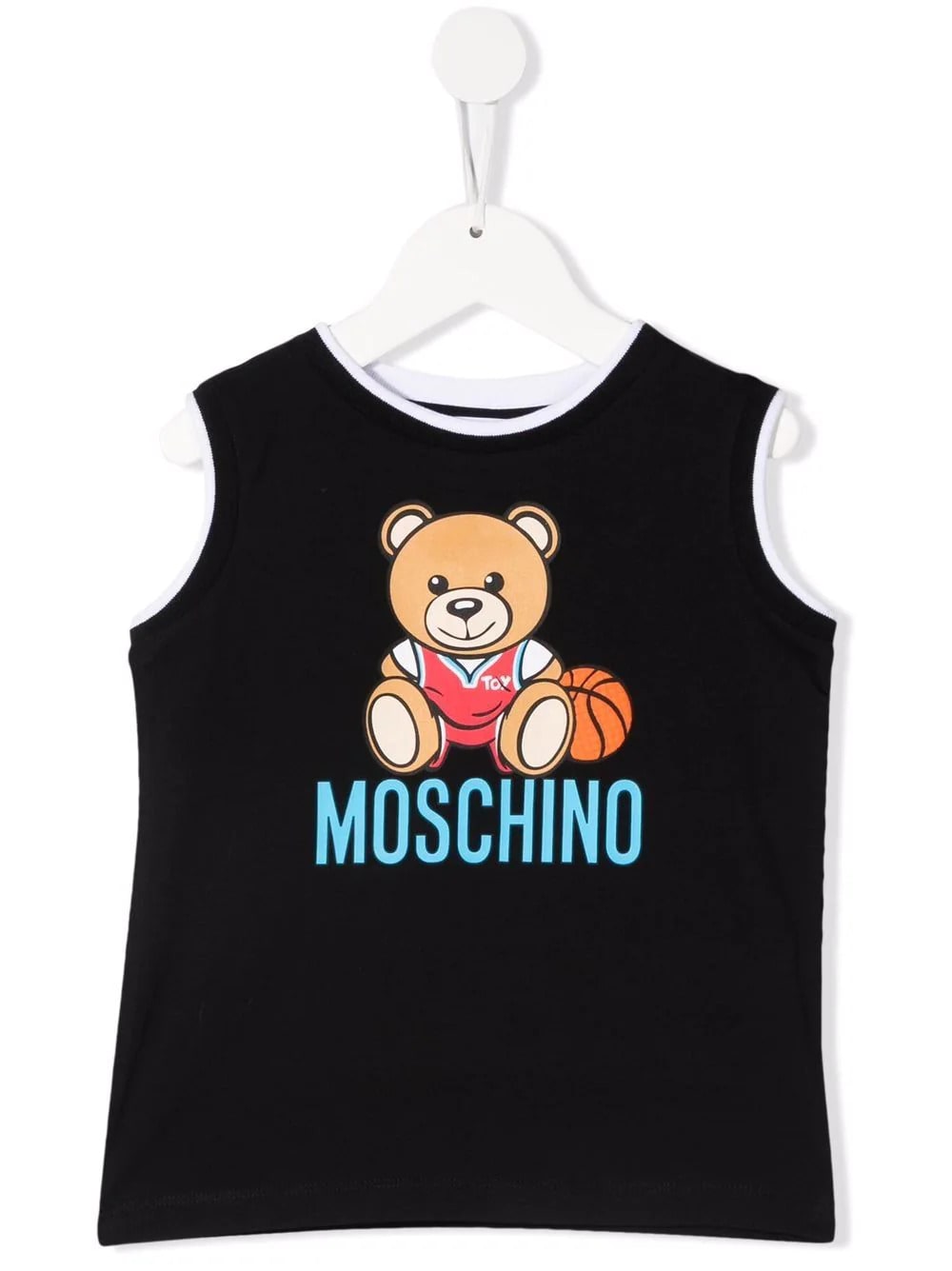 Moschino Kids Black Sleeveless T-shirt With Basketball Teddy Bear Print