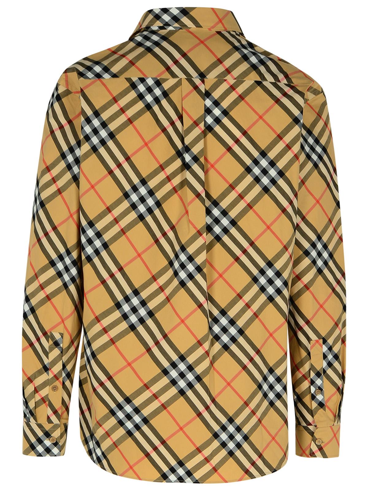 Shop Burberry Check Beige Cotton Shirt