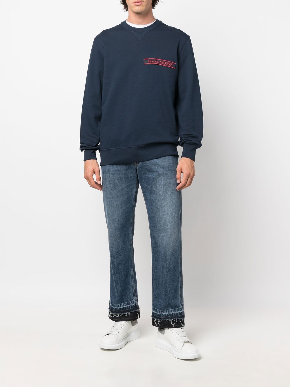 Alexander Mcqueen Straight-leg Cropped Jeans In Blue