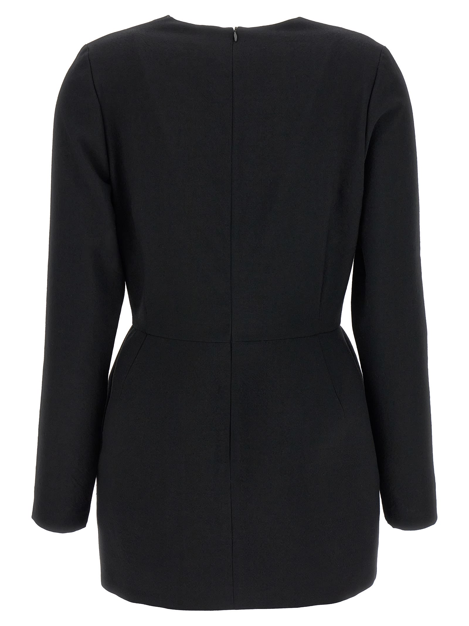Magda Butrym Oversized Floral Embellished Silk-wool Dress In Black