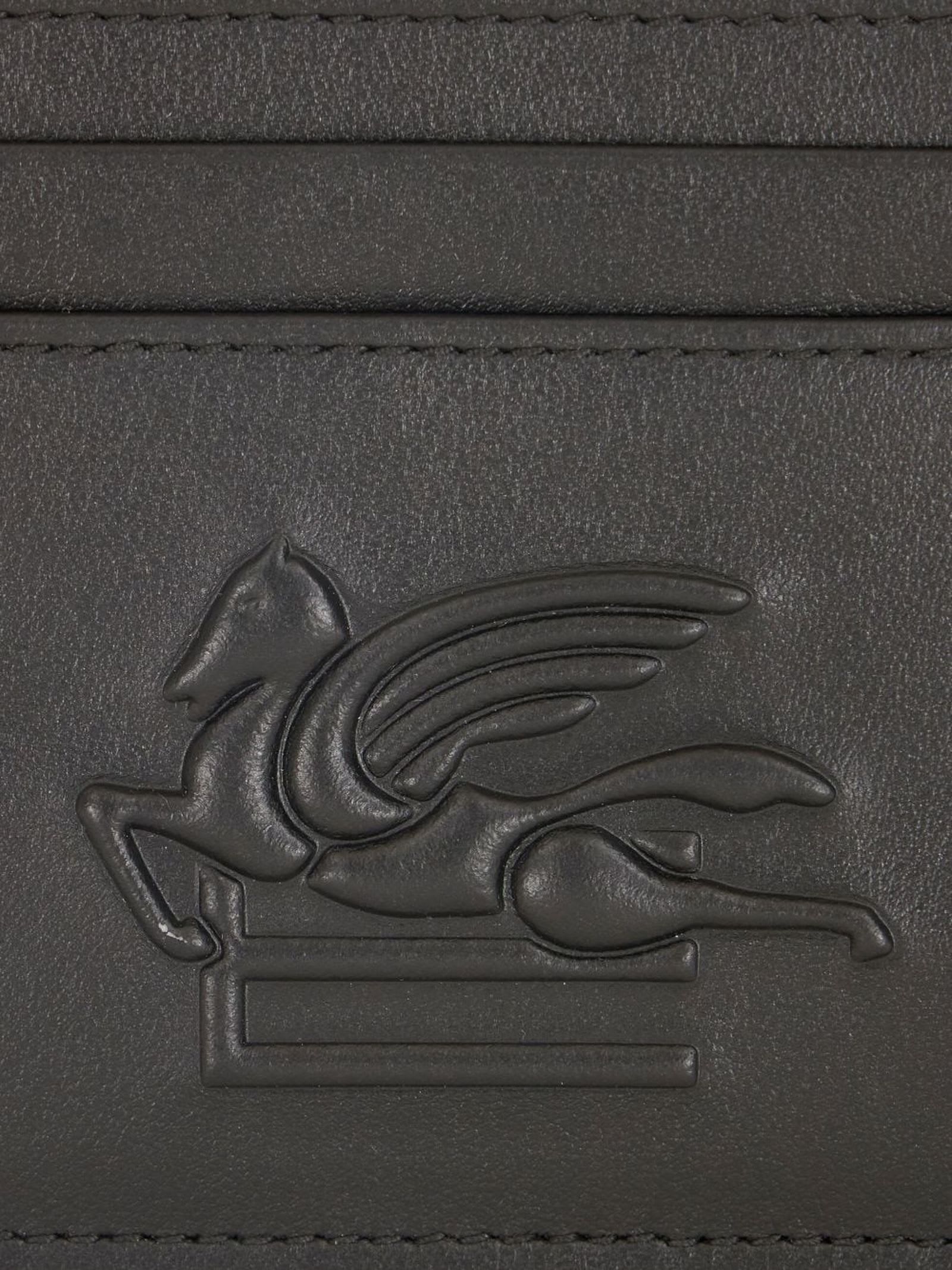 Shop Etro Black Calf Leather Cardholder In Unica