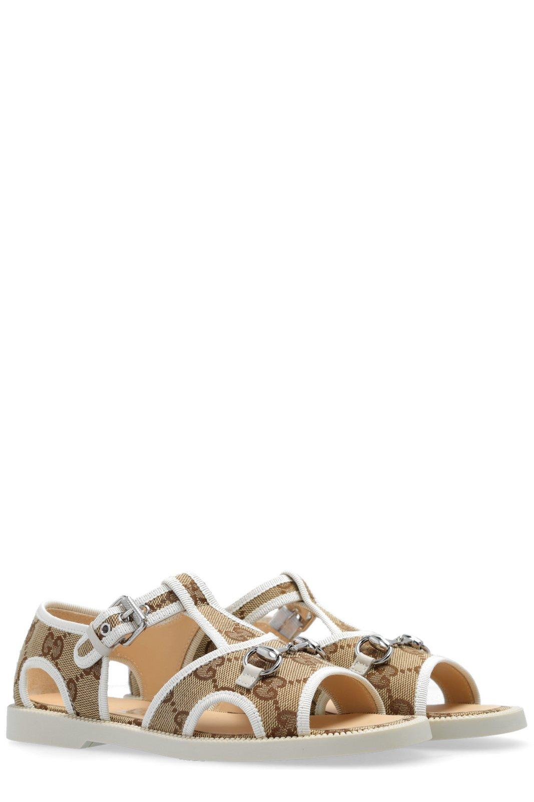 Shop Gucci Buckled Open Toe Sandals In Bianco