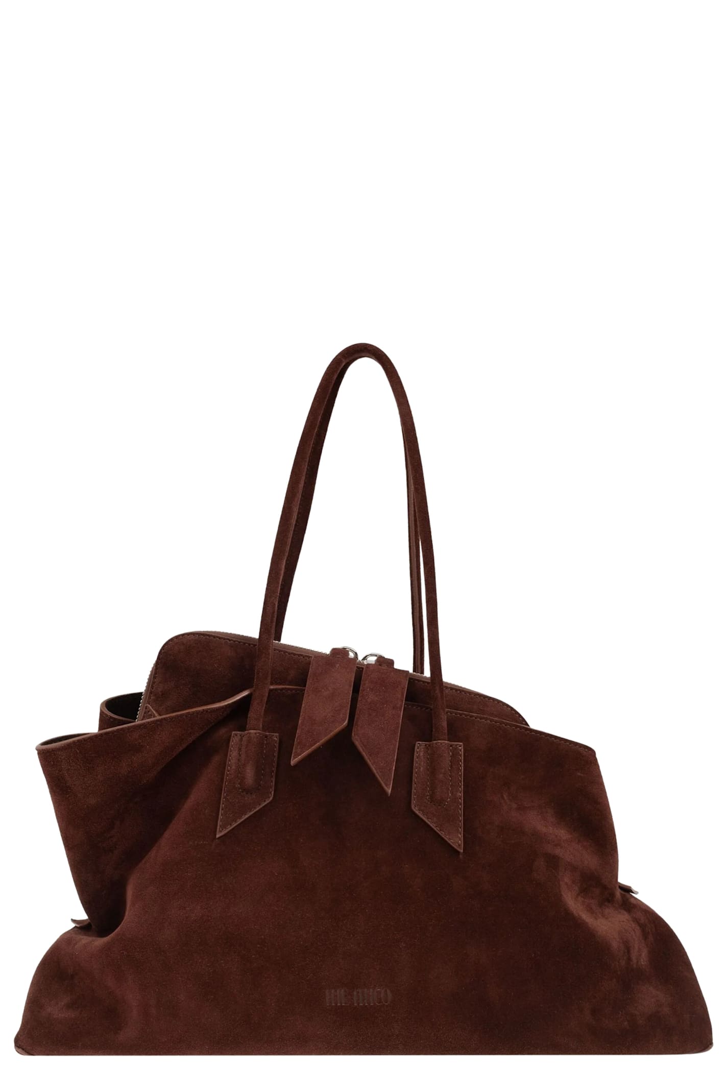Attico Medium La Passeggiata Brushed Suede Shoulder Bag In Brown