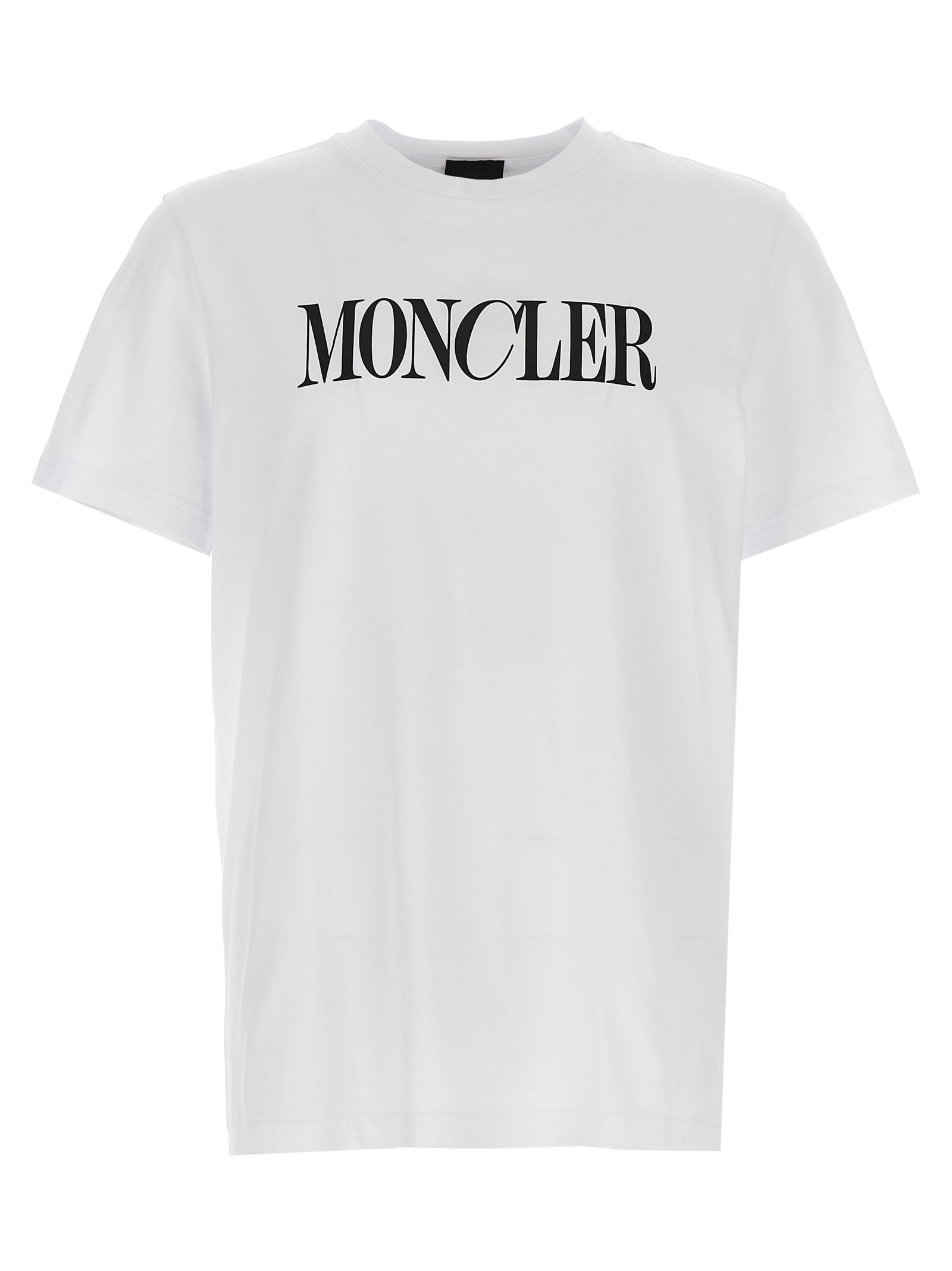 Shop Moncler Logo Print T-shirt In White/black