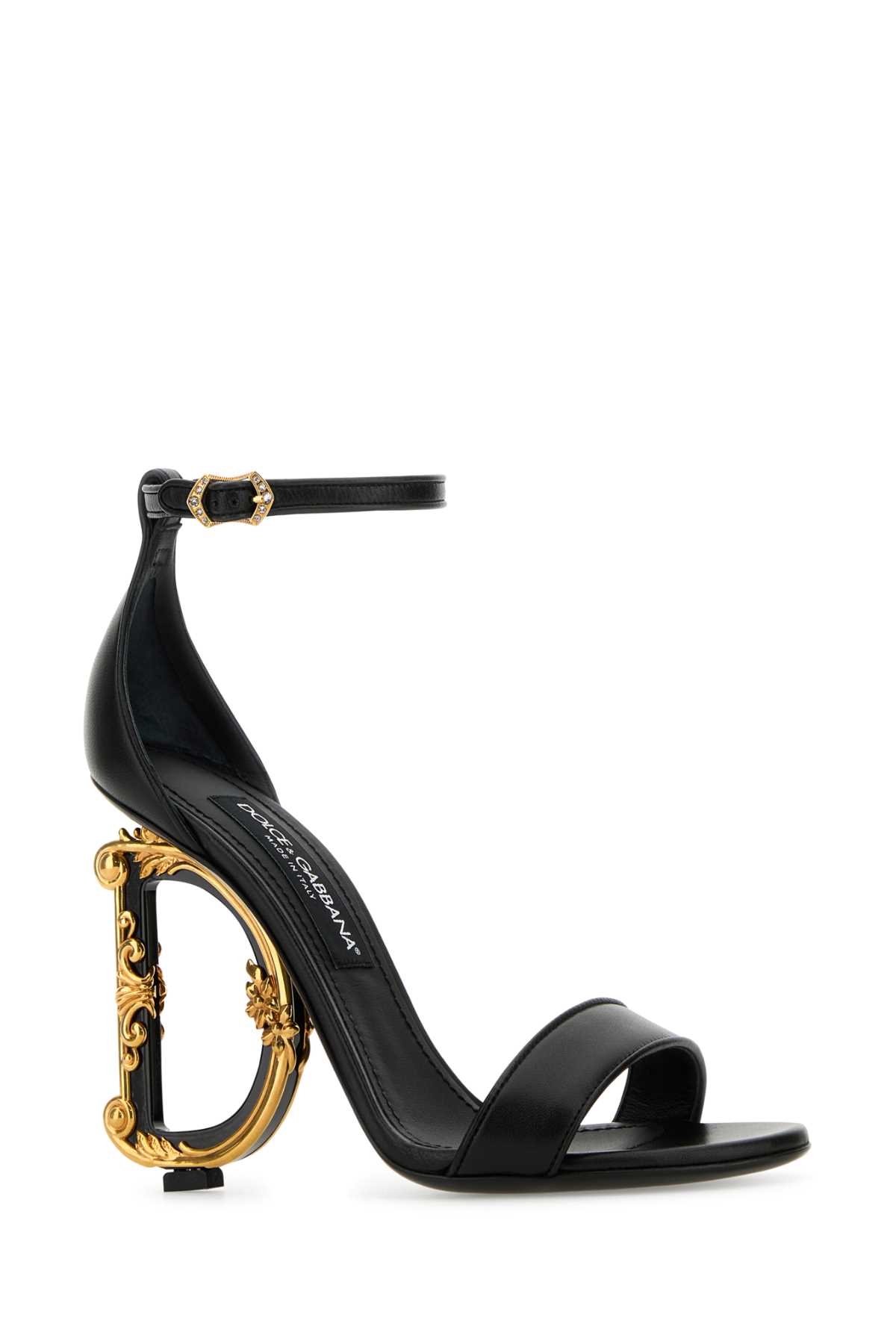 Shop Dolce & Gabbana Black Leather Keira 105 Sandals In Nero