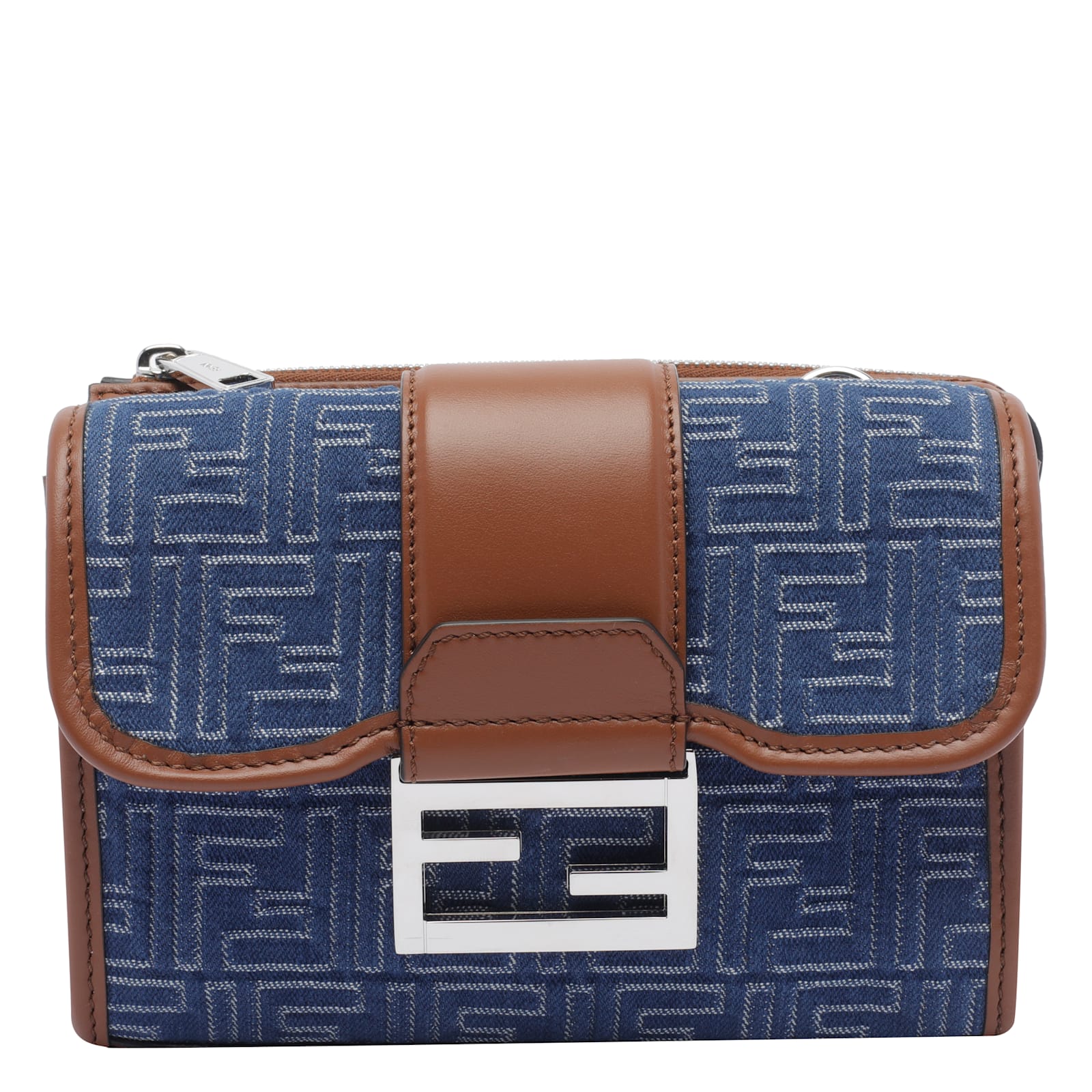 Shop Fendi Baguette Double Crossbody Bag