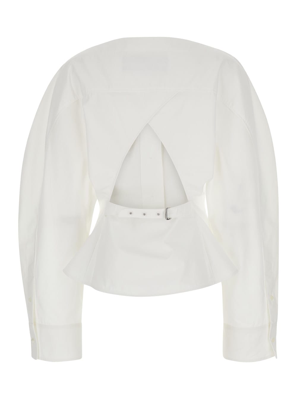 Shop Jacquemus La Chemise Barco White Shirt With Boat Neck In Cotton Woman