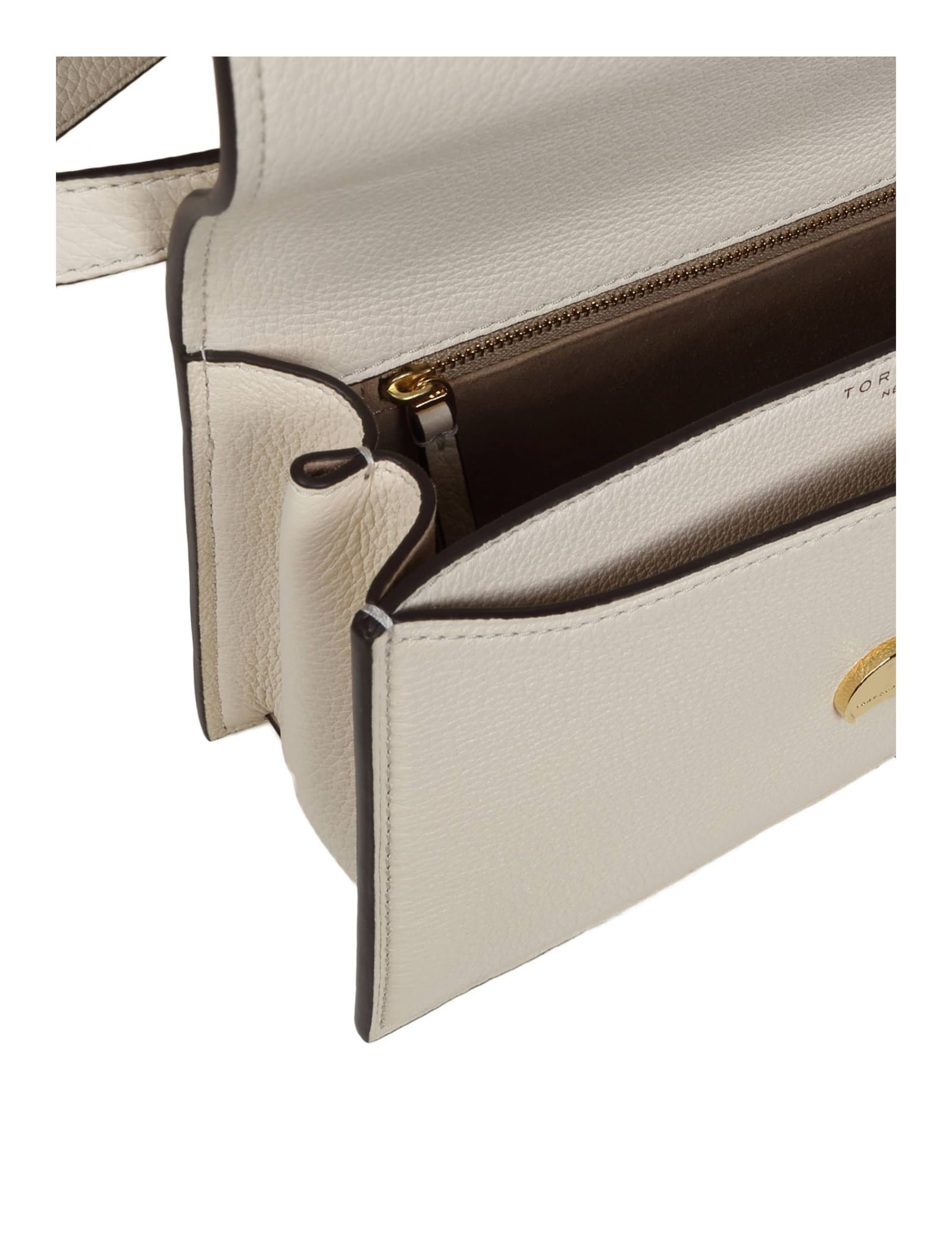 Shop Tory Burch Miller Shoulder Bag In Cream Color Leather