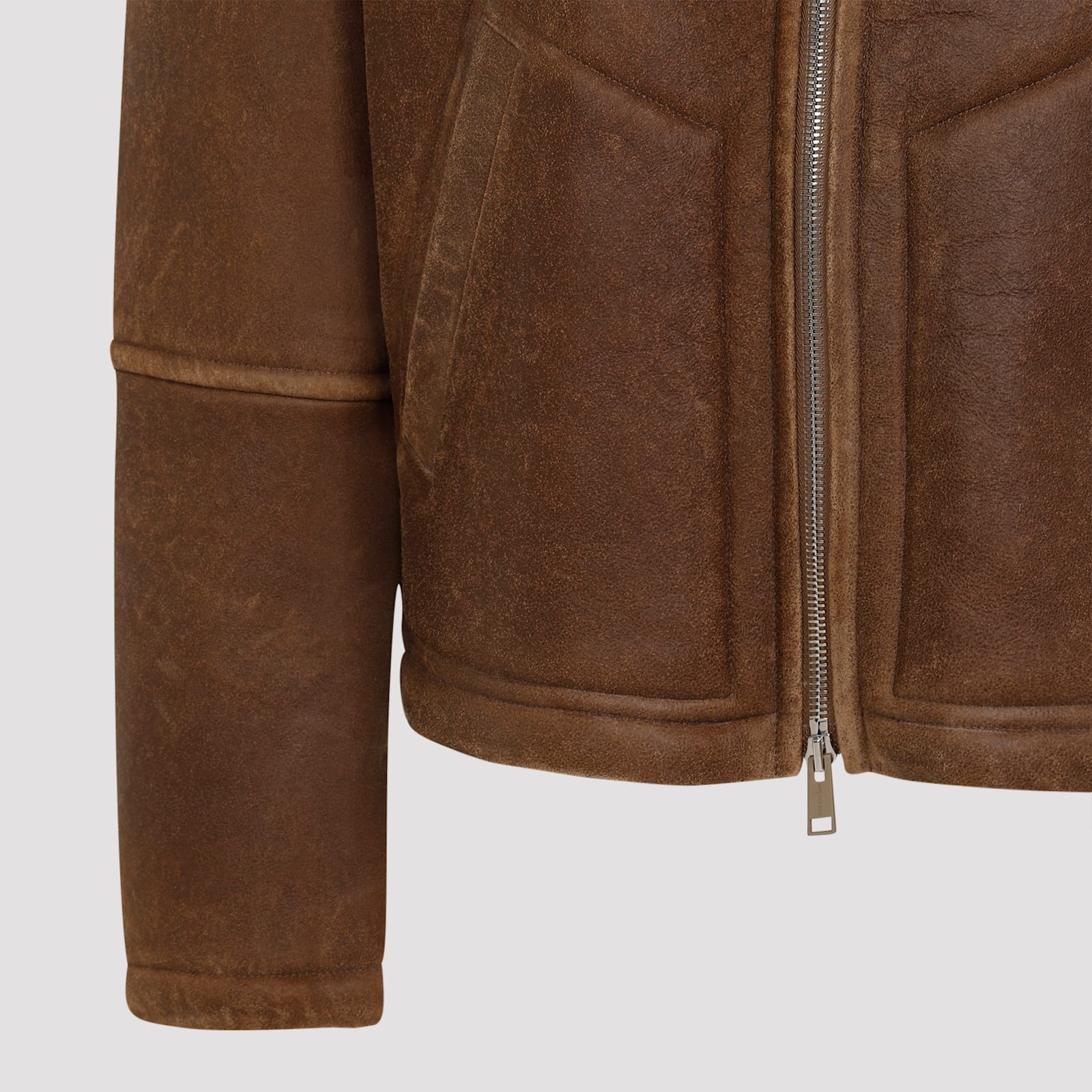 Shop Yves Salomon Leather Jacket In Aviateur