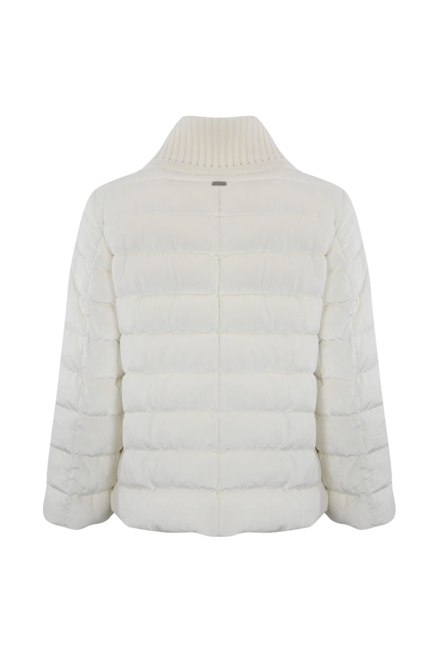 Shop Herno White Velvet Quilted Jacket In Bianco