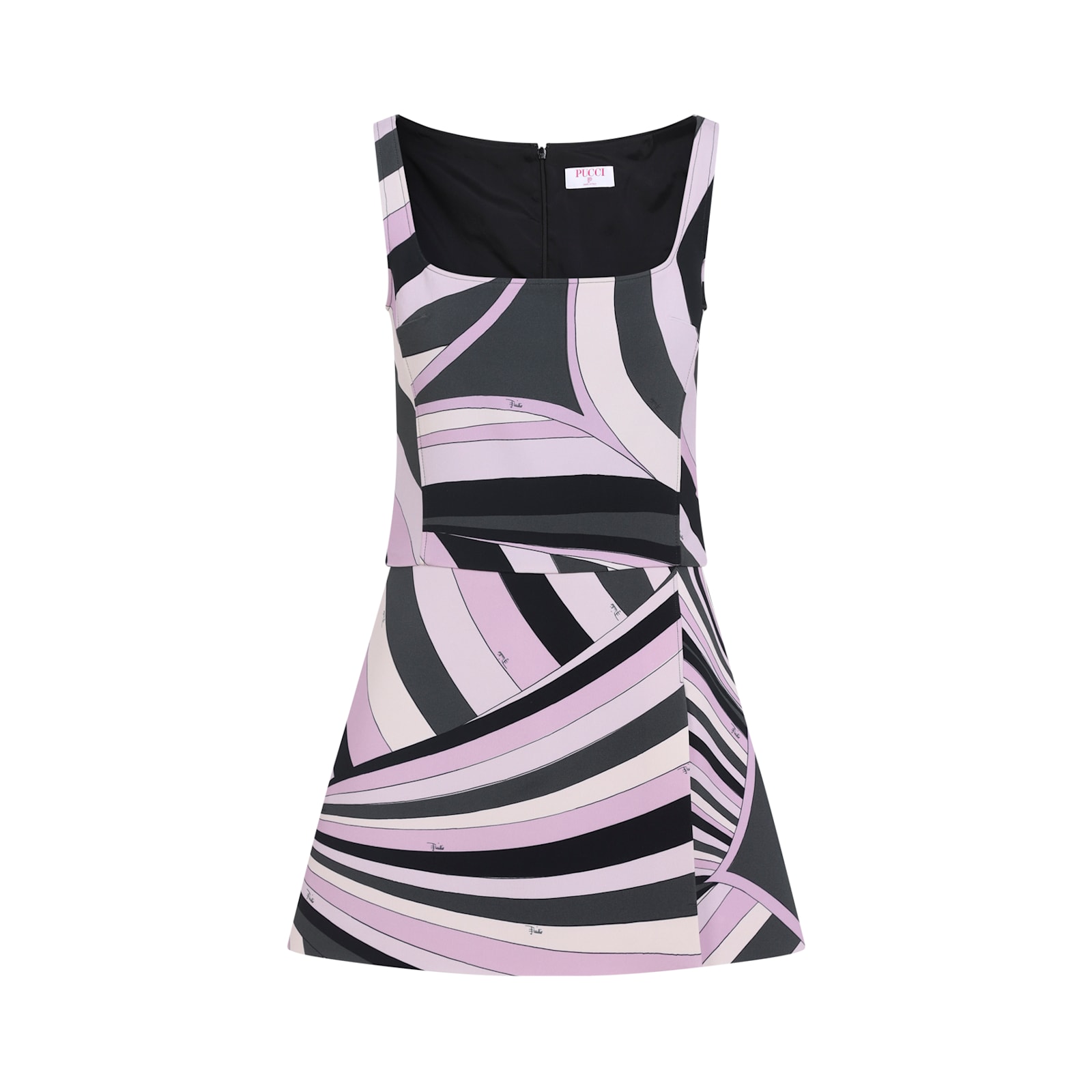 Pucci Backless Mini Dress Abstract Pattern In Purple