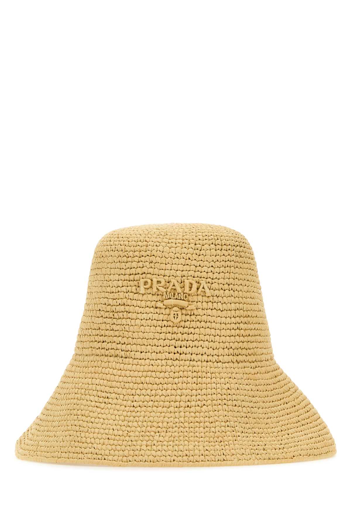 Shop Prada Raffia Hat In Naturale