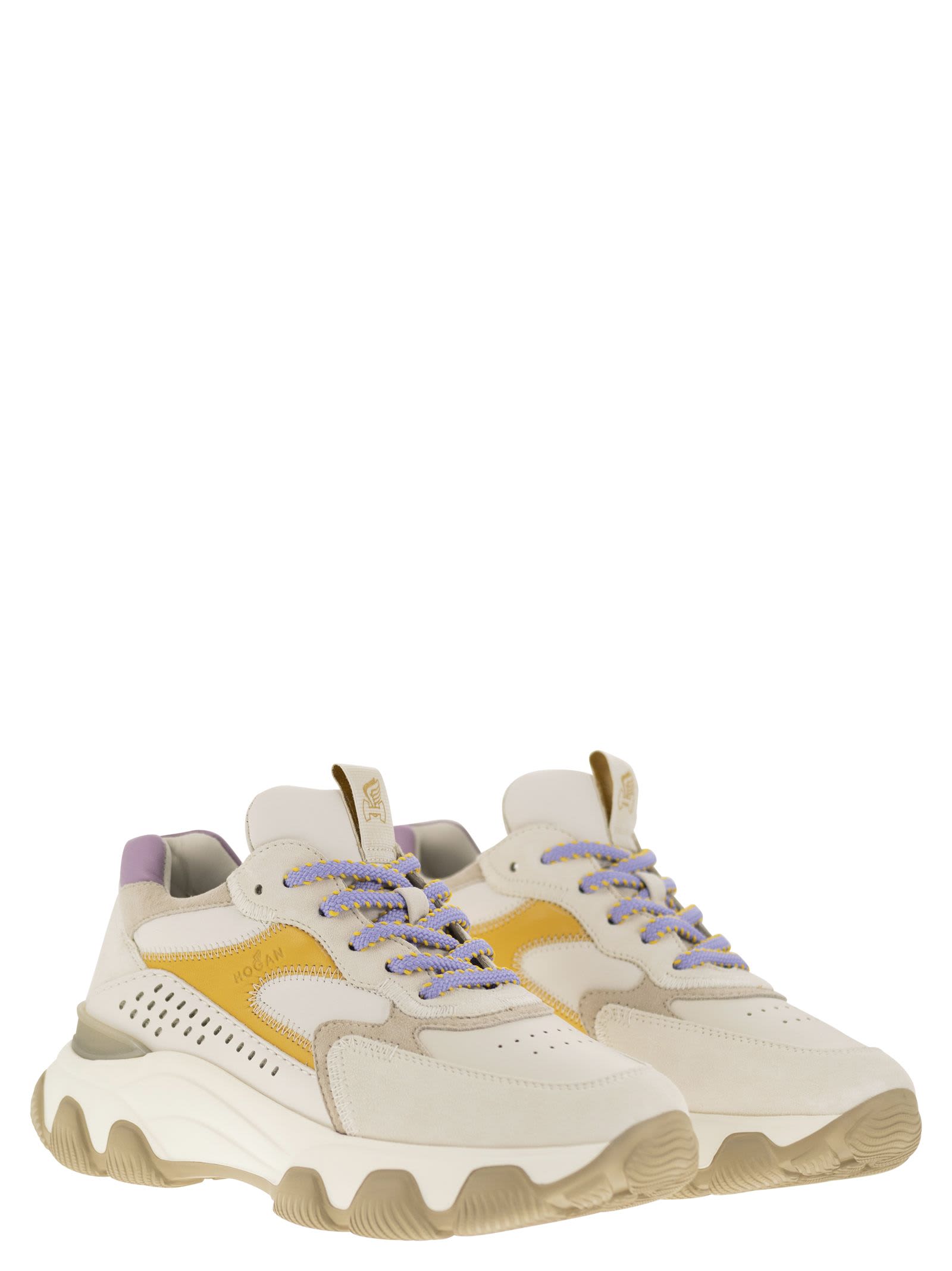 Shop Hogan Sneakers Hyperactive In Ivory/yellow/lilac