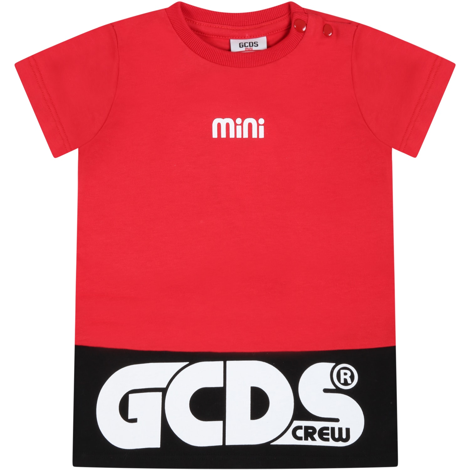 GCDS Mini Red Dress For Babygirl With Logo