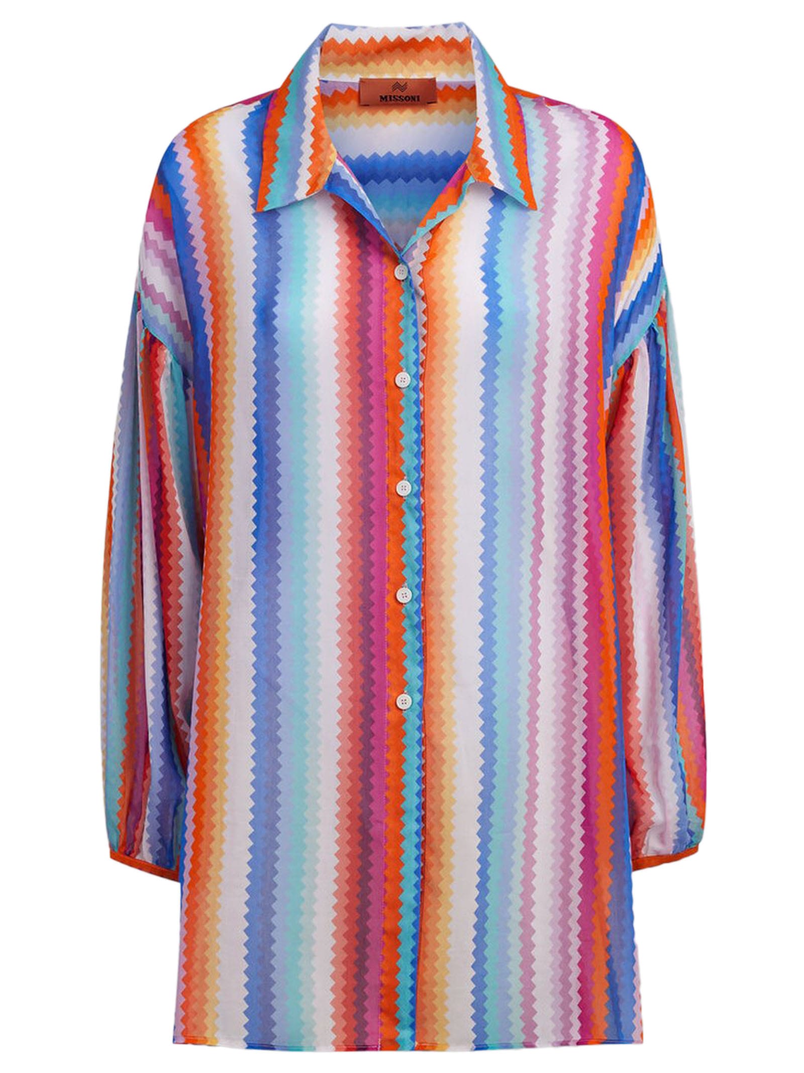 Shop Missoni Zig Zag-print Cotton-blend Shirt In Multicolore