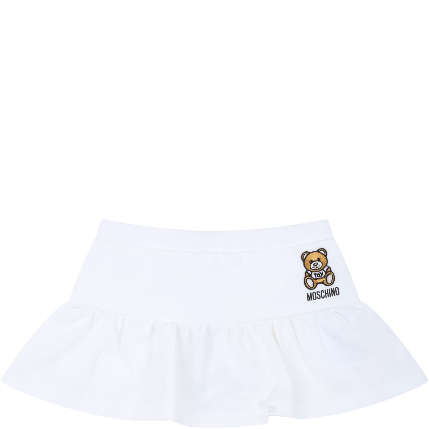 Moschino White Skirt For Babygirl With Teddy Bear
