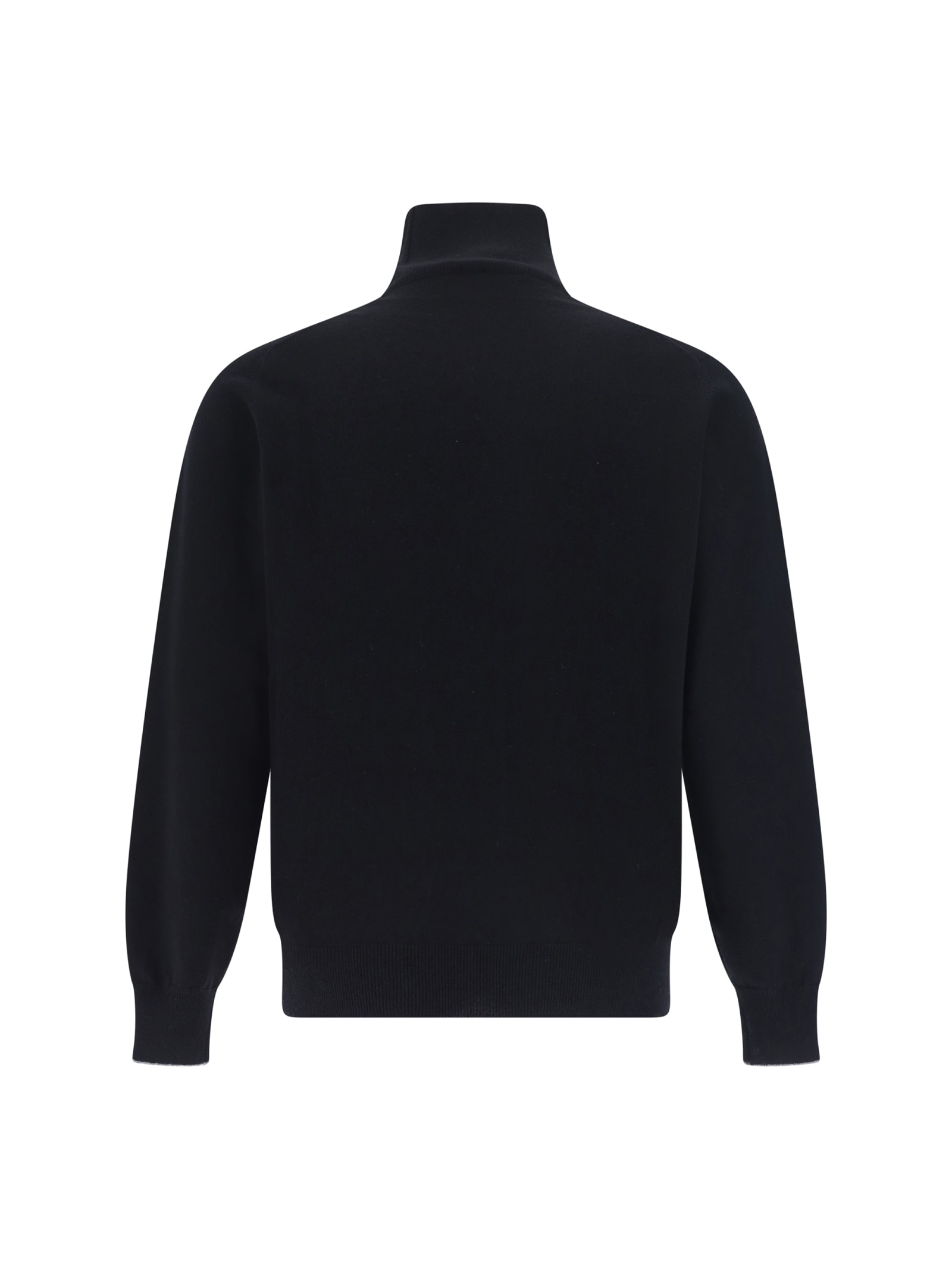 Shop Brunello Cucinelli Turtleneck Sweater In Nero+grigio Scuro