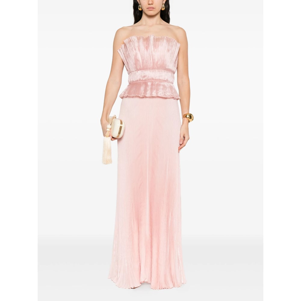 L'idée Pleated Ruffled Gown In Pink