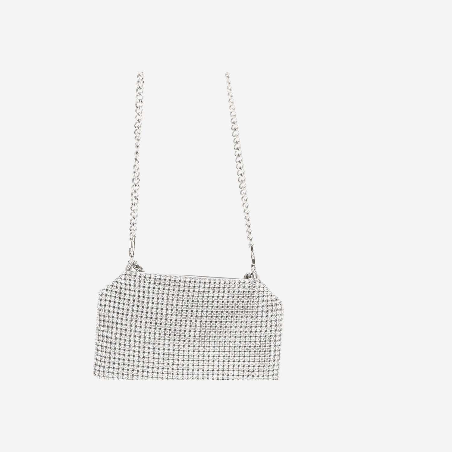 Shop Stella Mccartney Falabella Shoulder Bag With Crystals In Silver