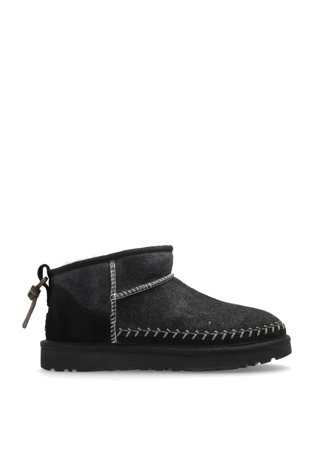 Ugg Black Classic Ultra Mini Biarritz Ankle Boots In Black