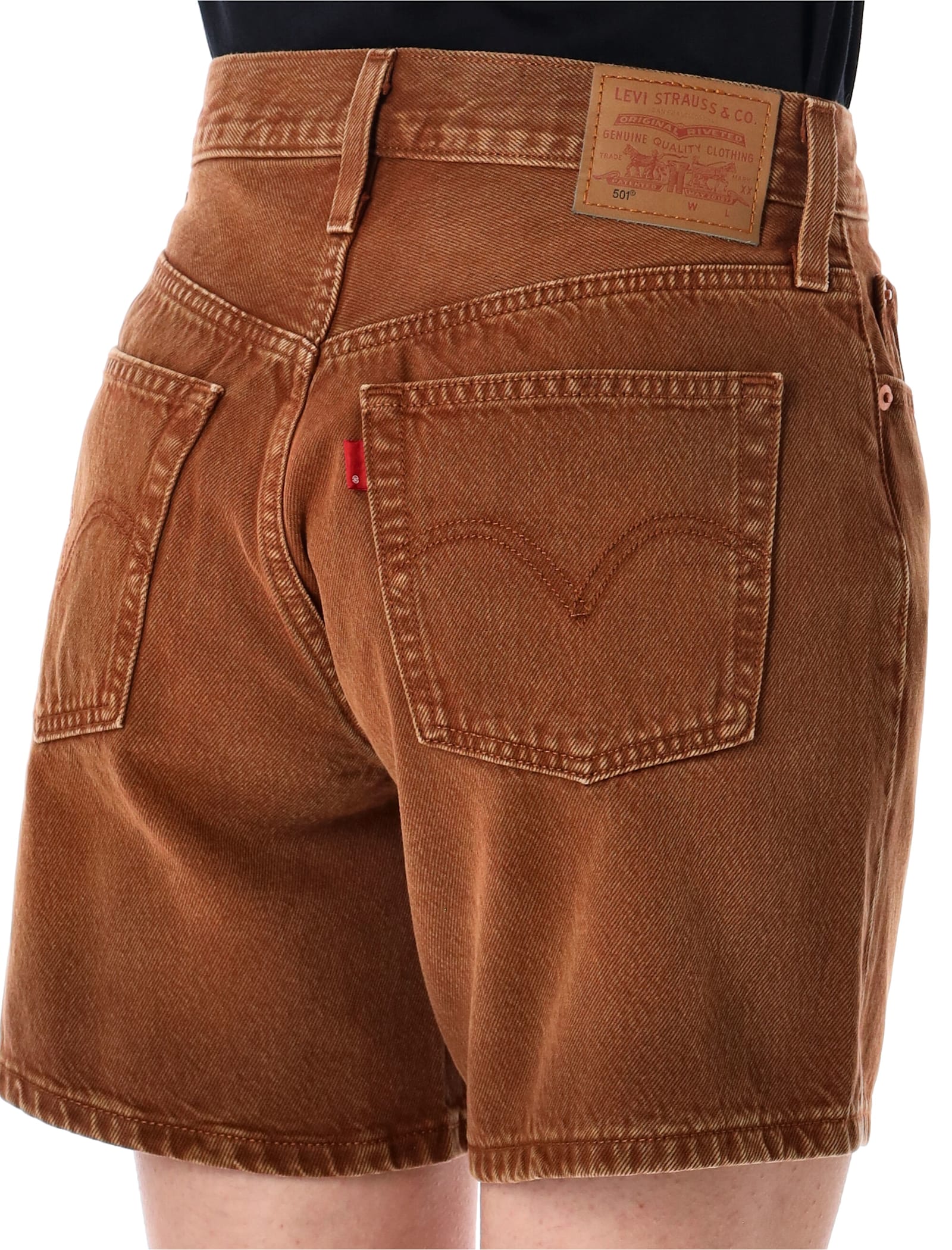 Levi's High Rise Baggy Cotton Linen Shorts In Scraped Brown