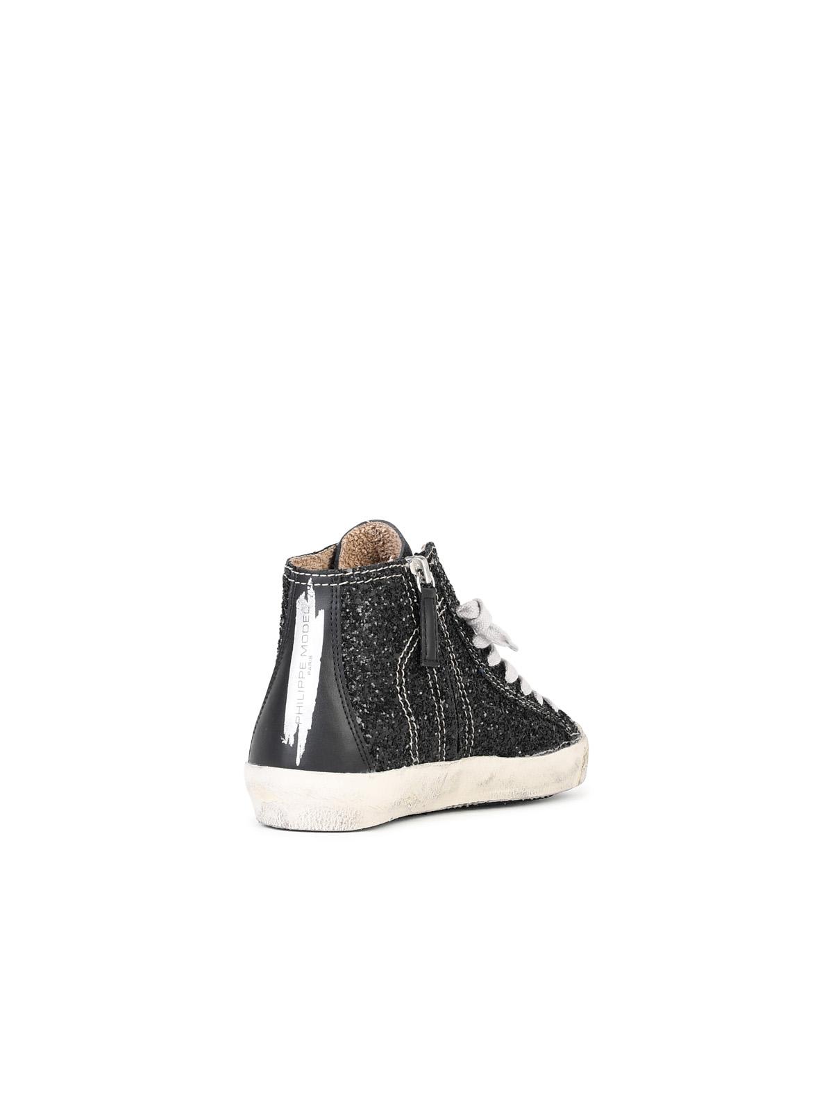 Shop Philippe Model Prsx Black Suede Blend Sneakers