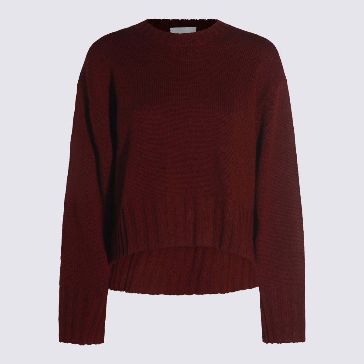 Allude Crew-neck Ribbed-knit Sweater In Burgundy