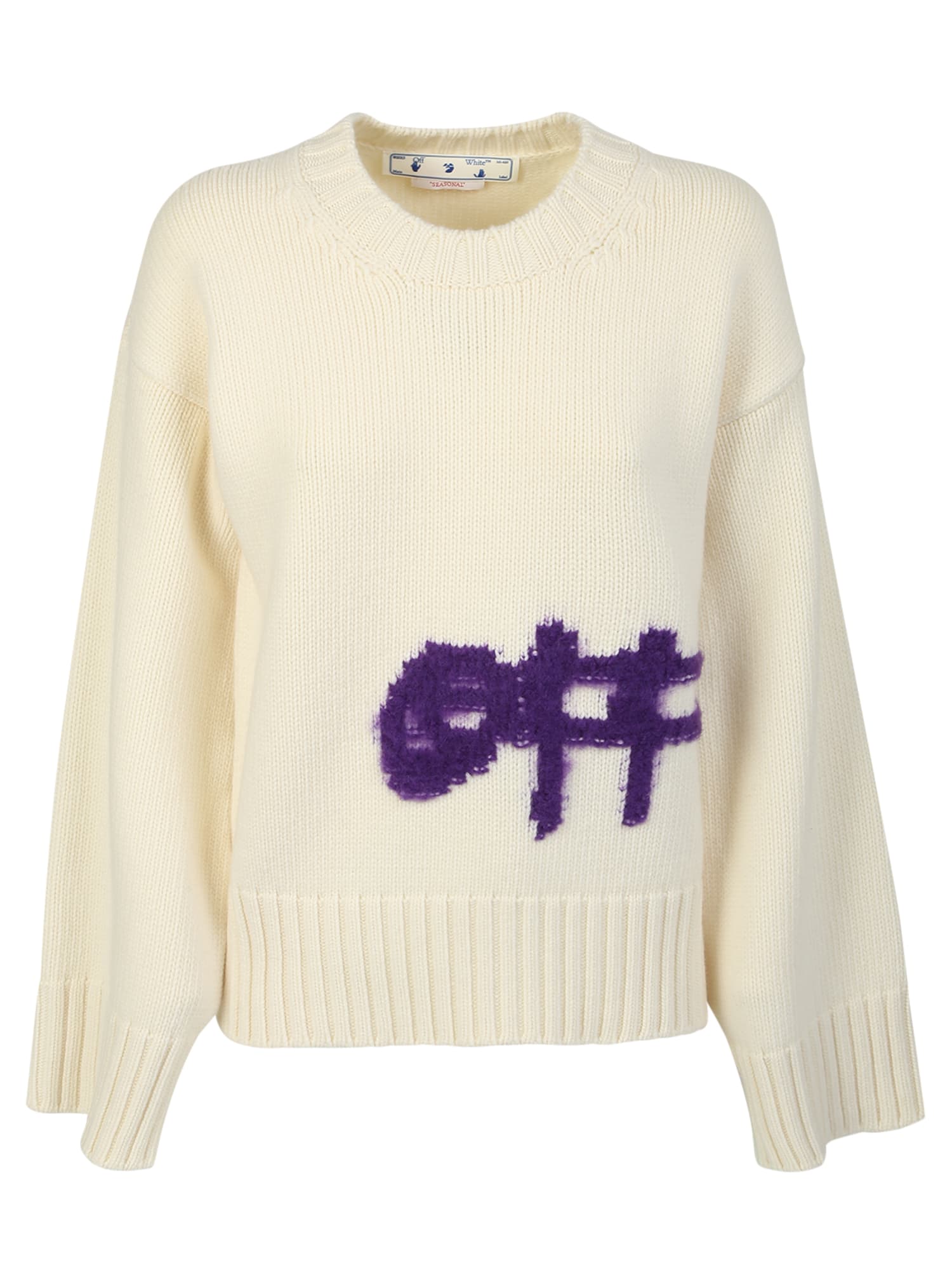 Off-White Pullover With Intarsia Knit Logo In Wool Blend