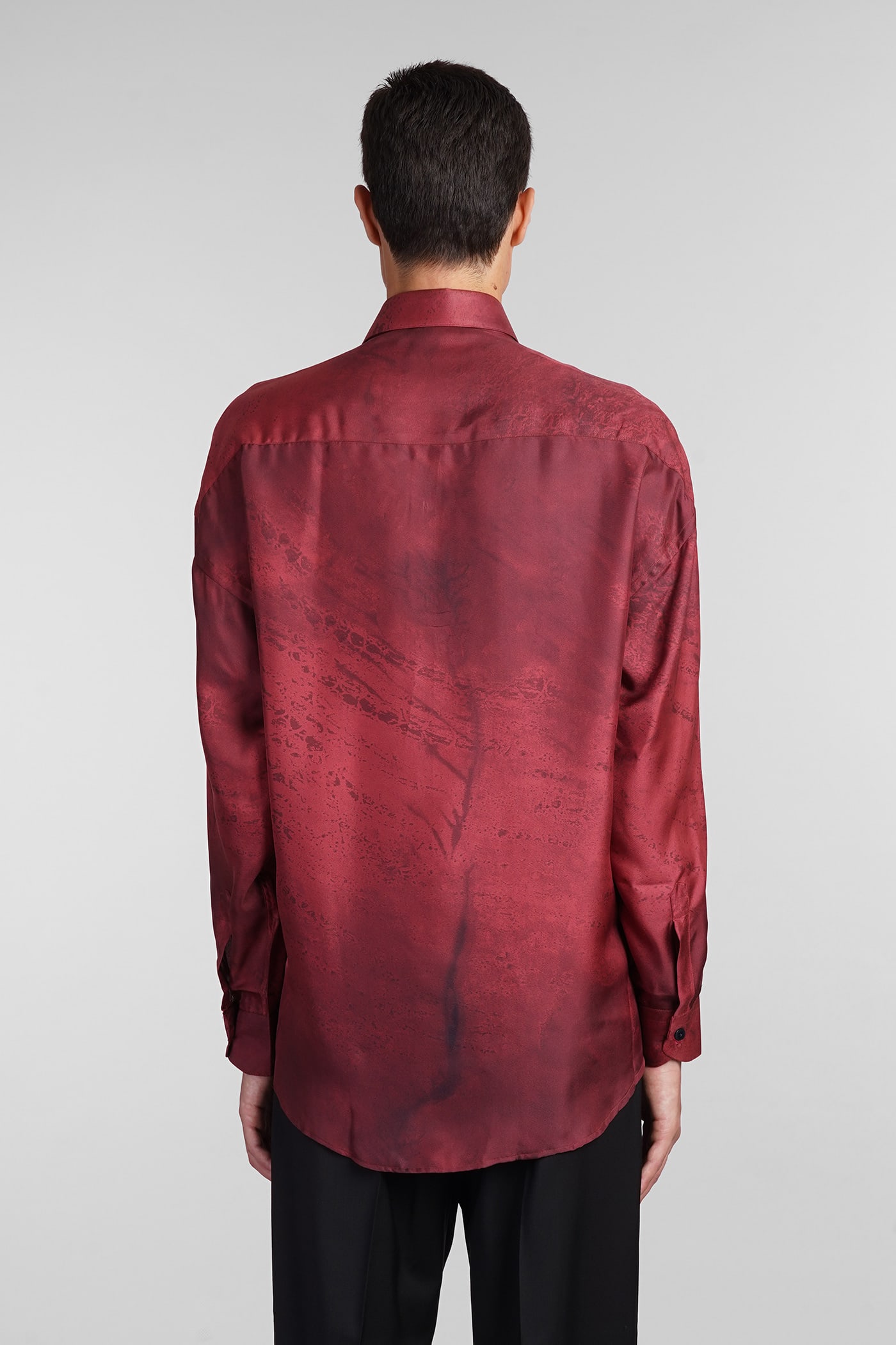 Shop Costumein Valentino Shirt In Bordeaux Silk