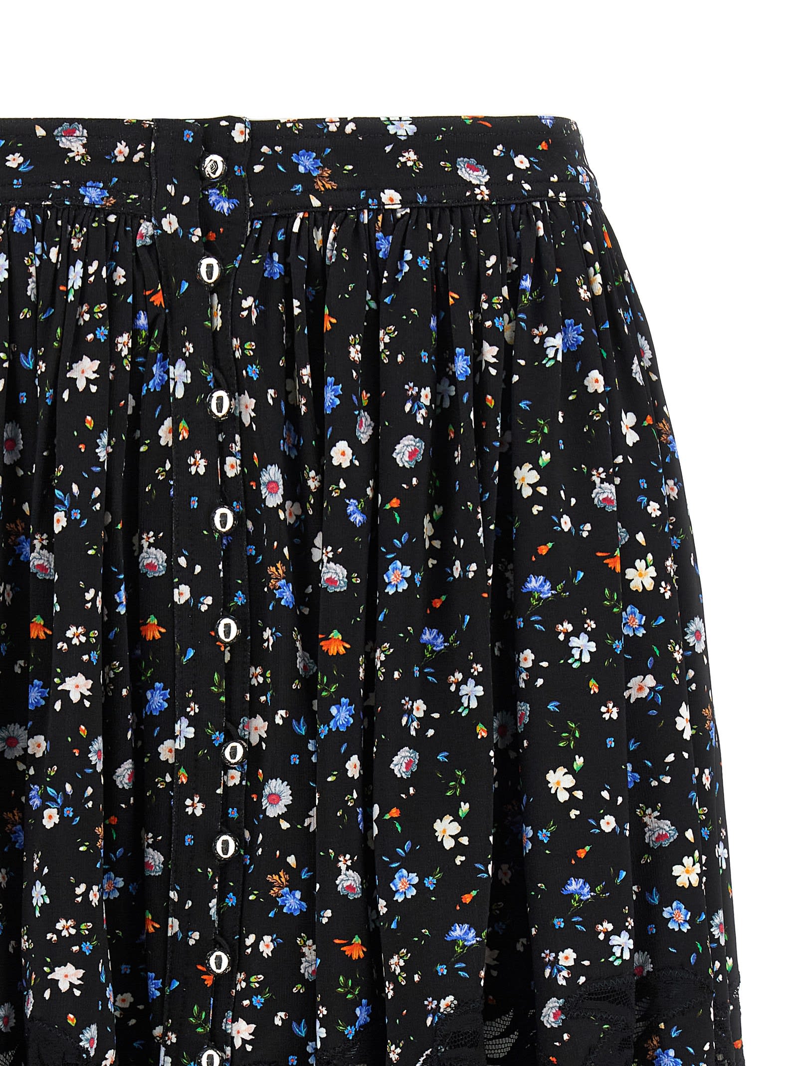 Rabanne Lace Floral Skirt Elastic Waistband In Black