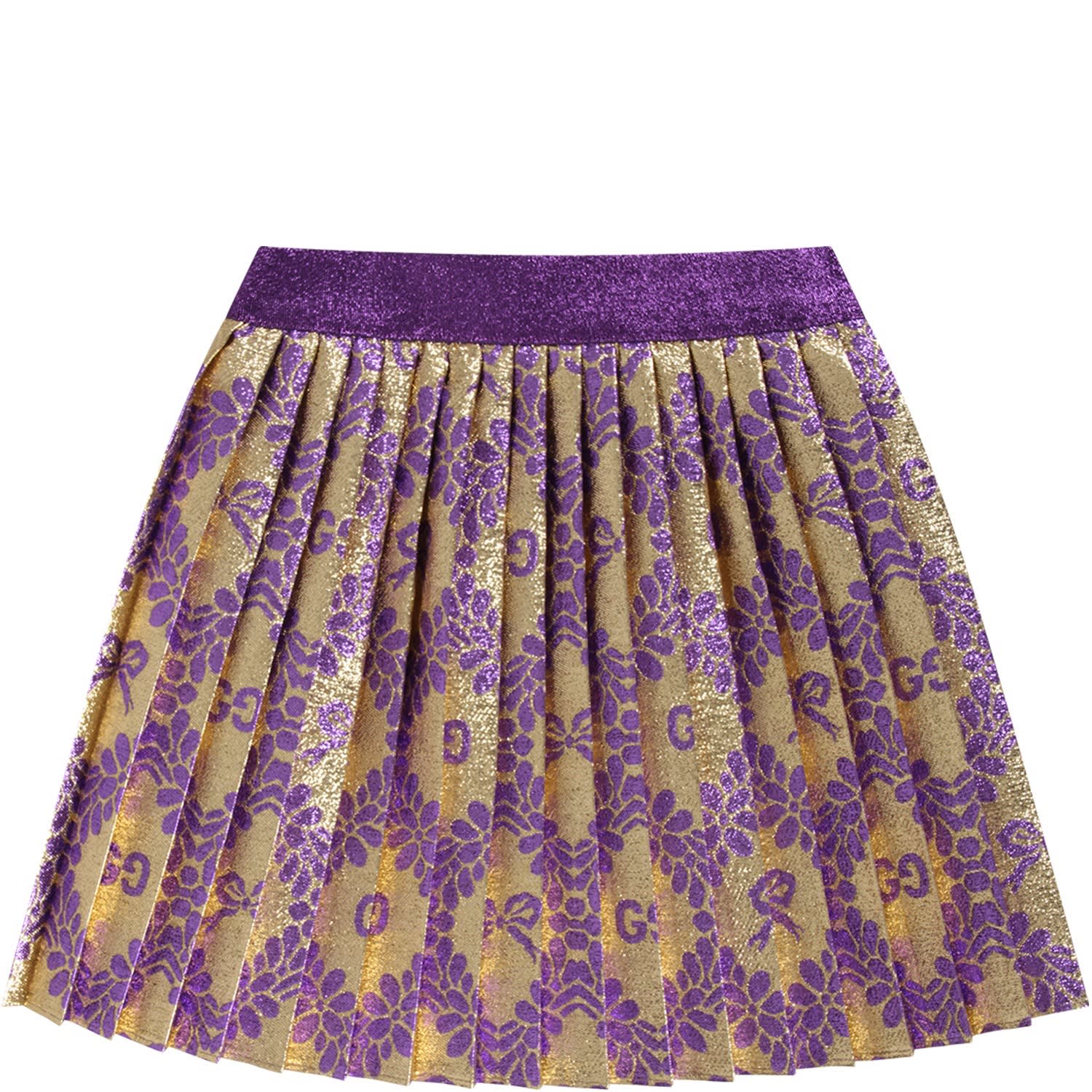 GUCCI GOLD SKIRT FOR BABY GIRL WITH DOUBLE GG,605960 ZABSY 7039