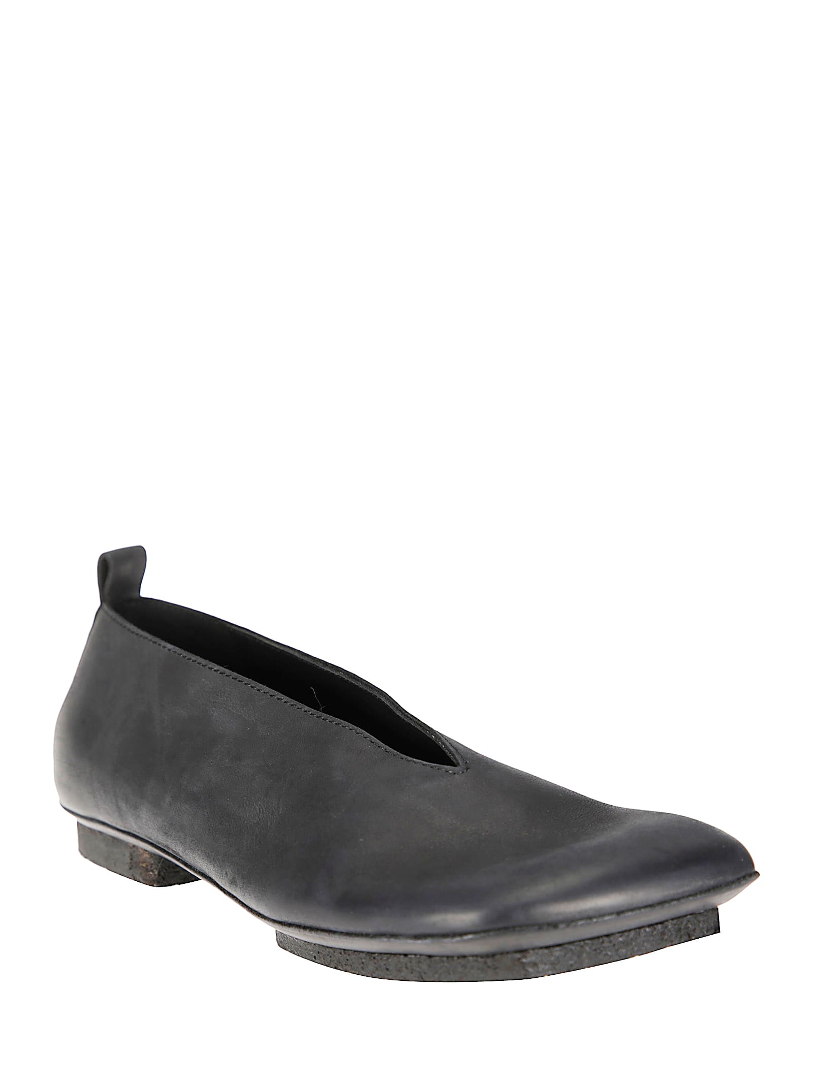 Uma Wang Square-toe Leather Ballerina Shoes In Gray