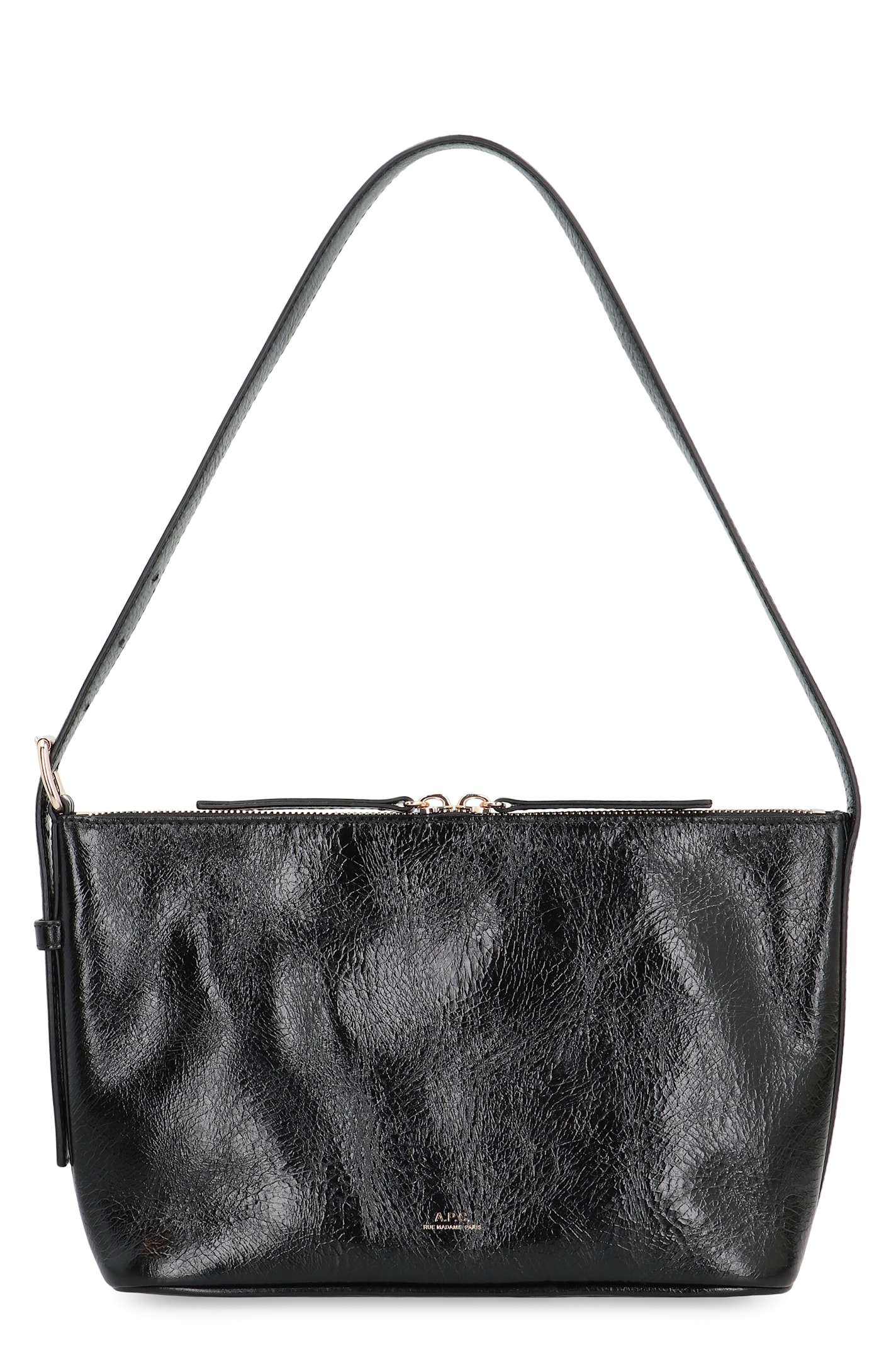 Apc A.p.c. Calfskin Shoulder Bag With Top Handle In Black