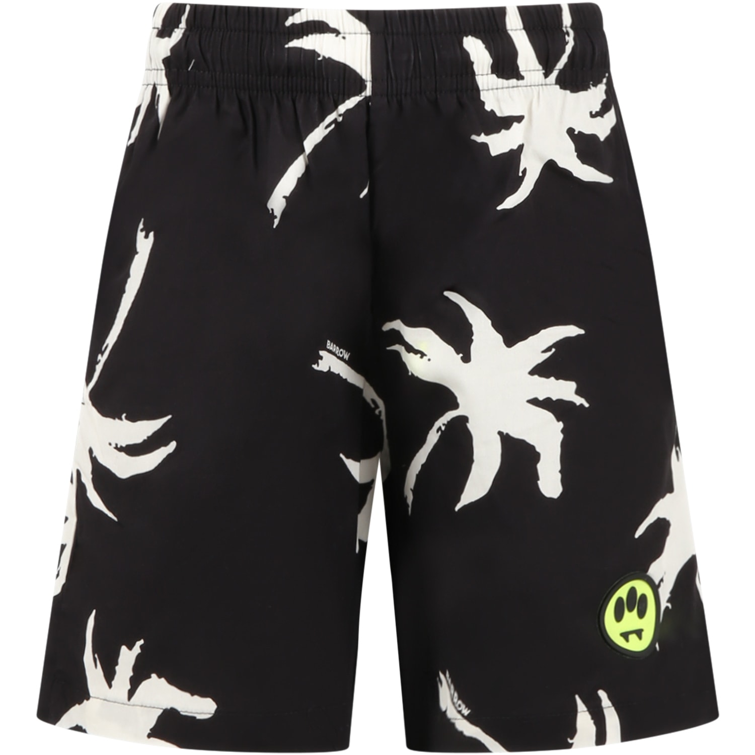 Barrow Kids' Black Shorts For Boy With Palm Trees In Nero