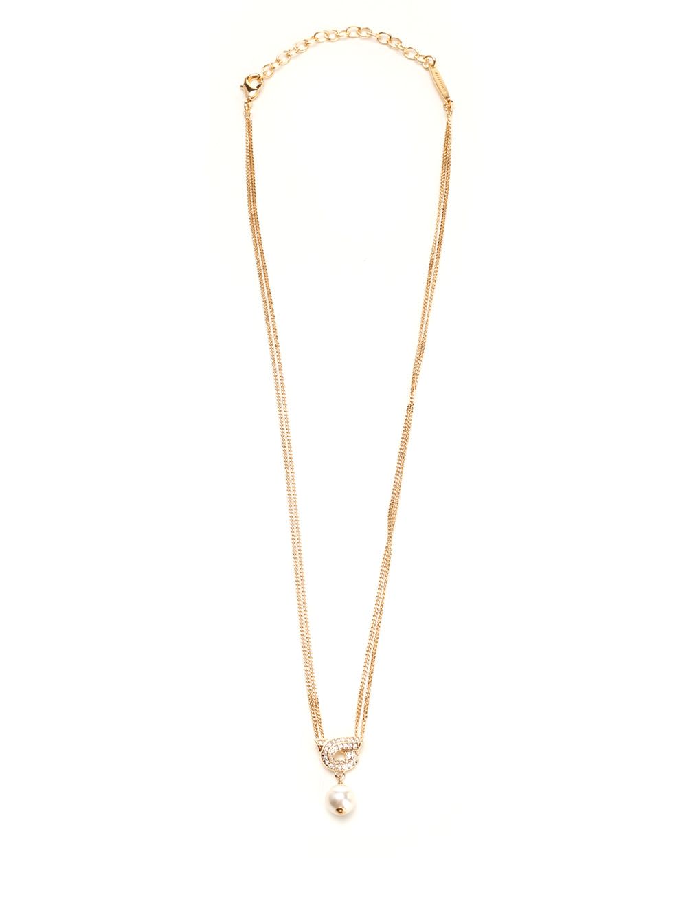 Shop Ferragamo Pendant Pearl Necklace In Gold