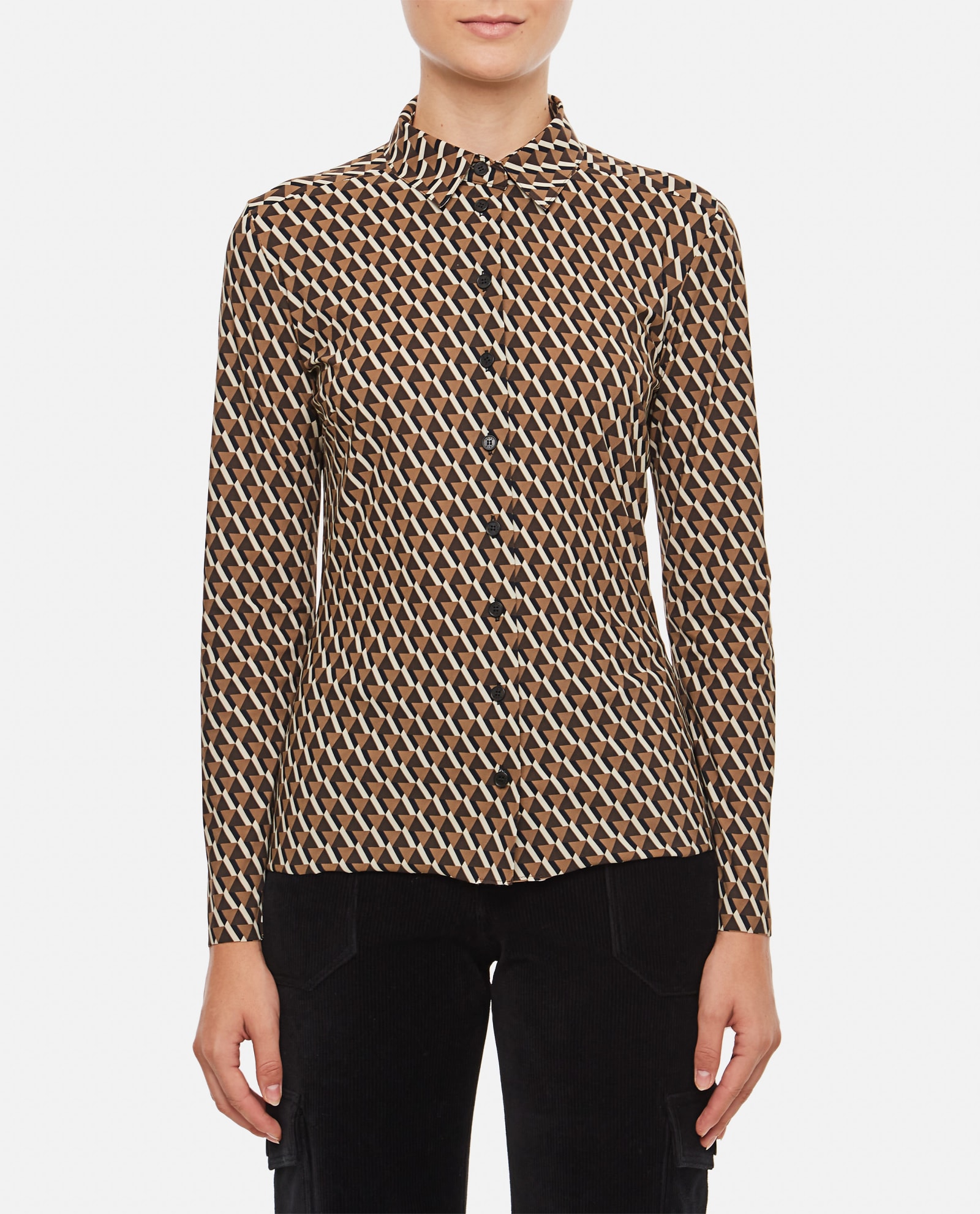 Shop Irie Jersey Geometric Print Shirt In Brown