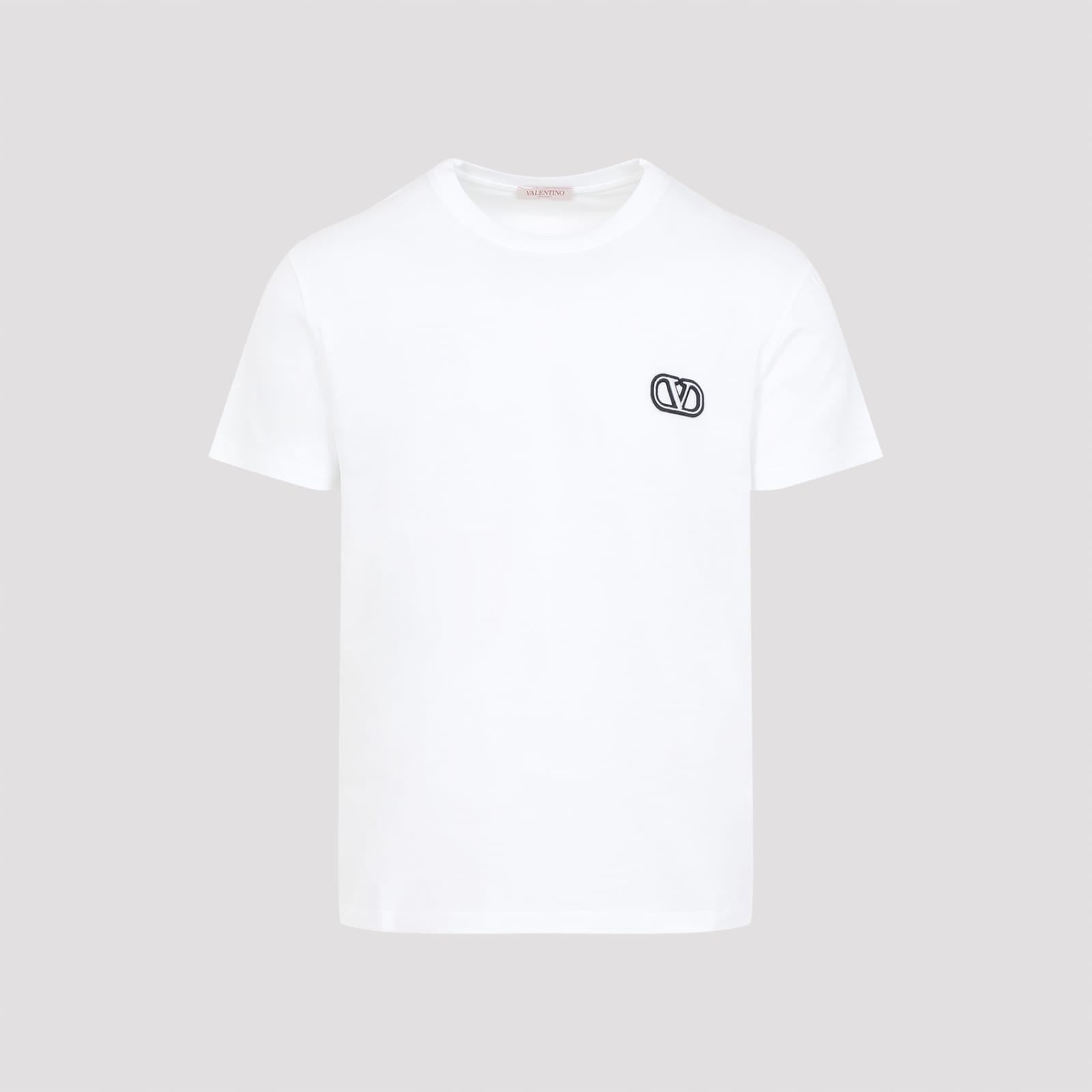 Shop Valentino V Logo Cotton T-shirt In Bo Bianco