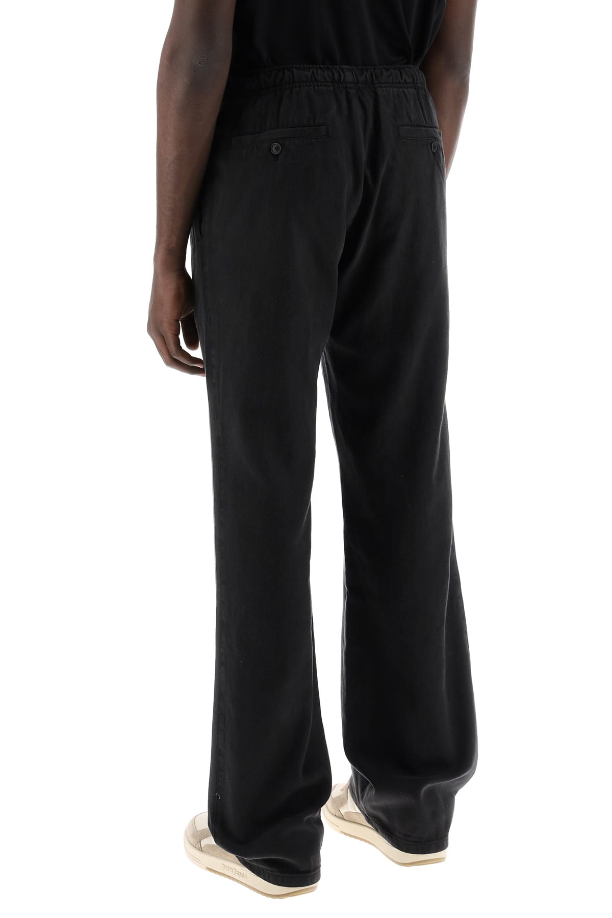 Shop Palm Angels Wide-legged Travel Pants For Comfortable In Black Off White (black)