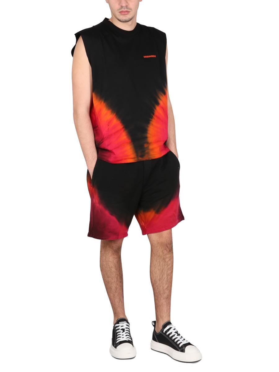 Dsquared2 Relaxed Fit Shorts With Flame Print In Multicolour