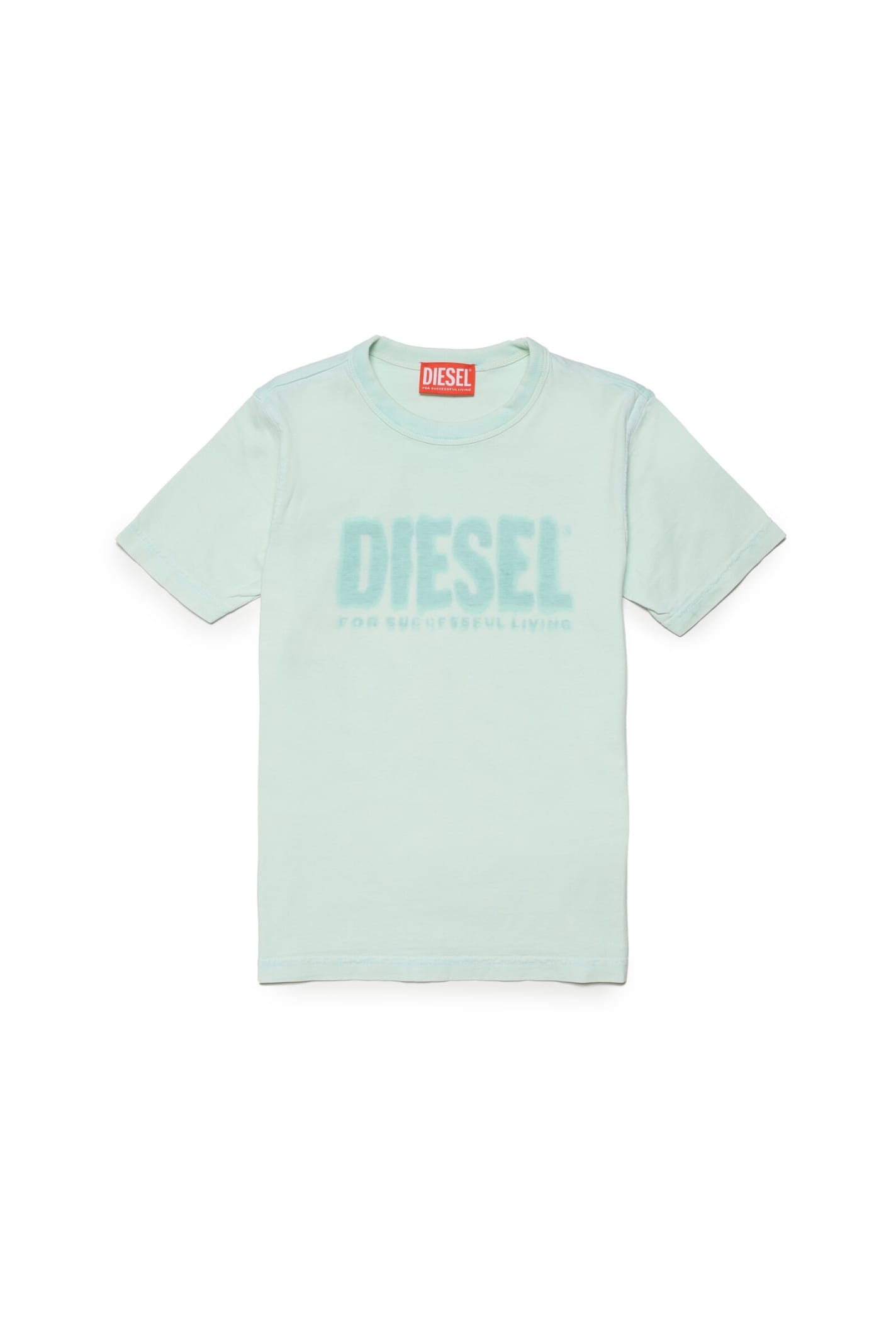 DIESEL TDIEGORE6 T-SHIRT DIESEL GREEN COTTON T-SHIRT WITH FADED EFFECT LOGO