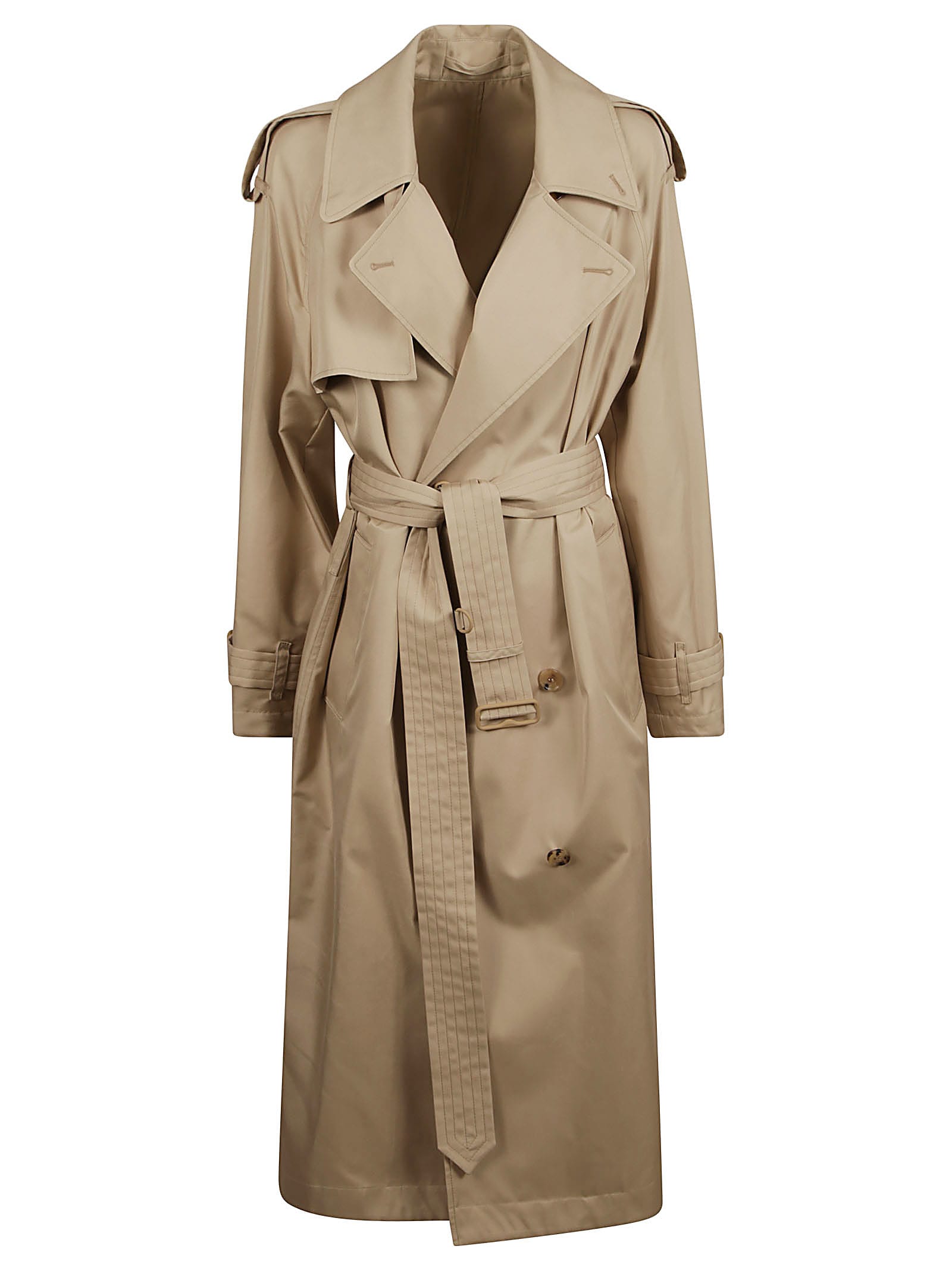 Shop Burberry Rear Slit Double-breasted Trench In Beige