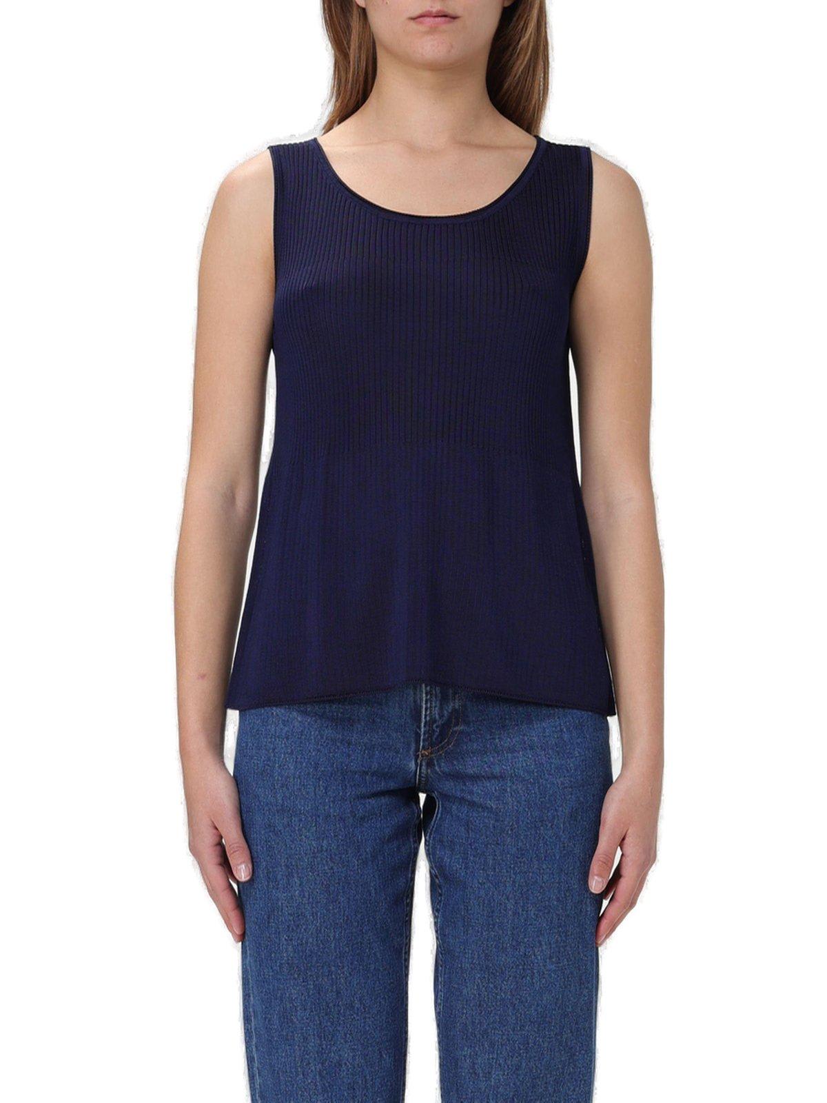 Sleeveless Ribbed-knitted Top