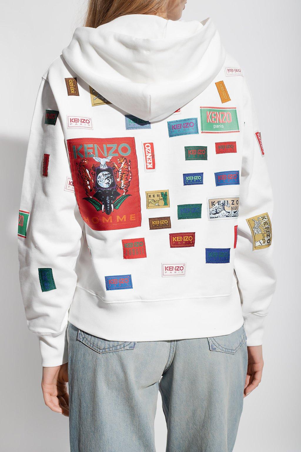 Shop Kenzo Graphic Logo Printed Hoodie In White