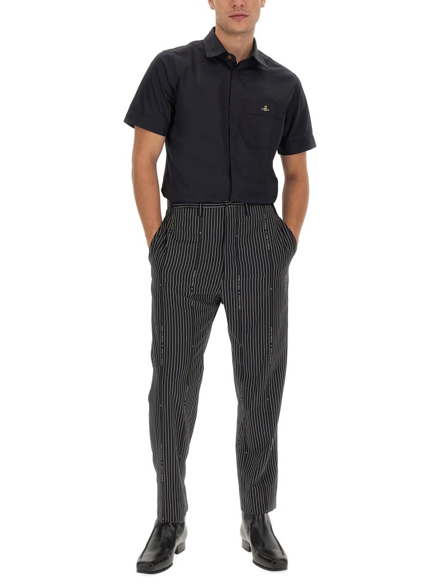 Vivienne Westwood Pinstripe Tailored Pants With High Waist In Black