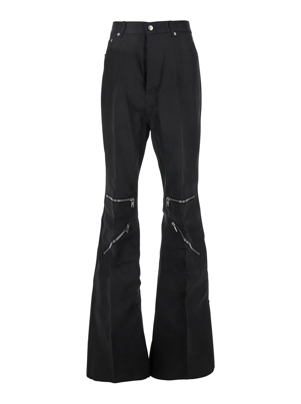 bolan Cargo Black Pants With Zip Applied On The Legs In Cotton Man