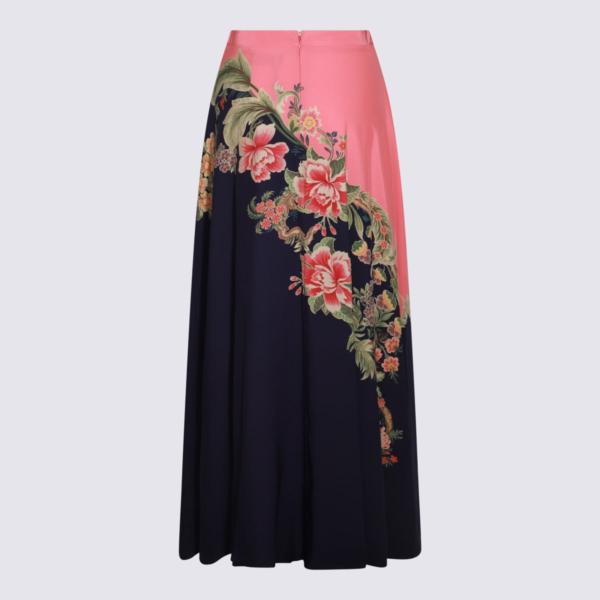 Shop Etro Navy Blue Silk Skirt